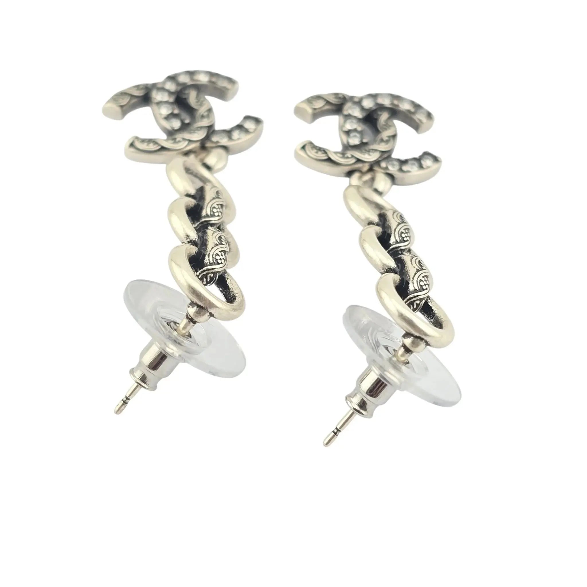 Chanel CC Silver Stud Earrings 2024 CHANEL