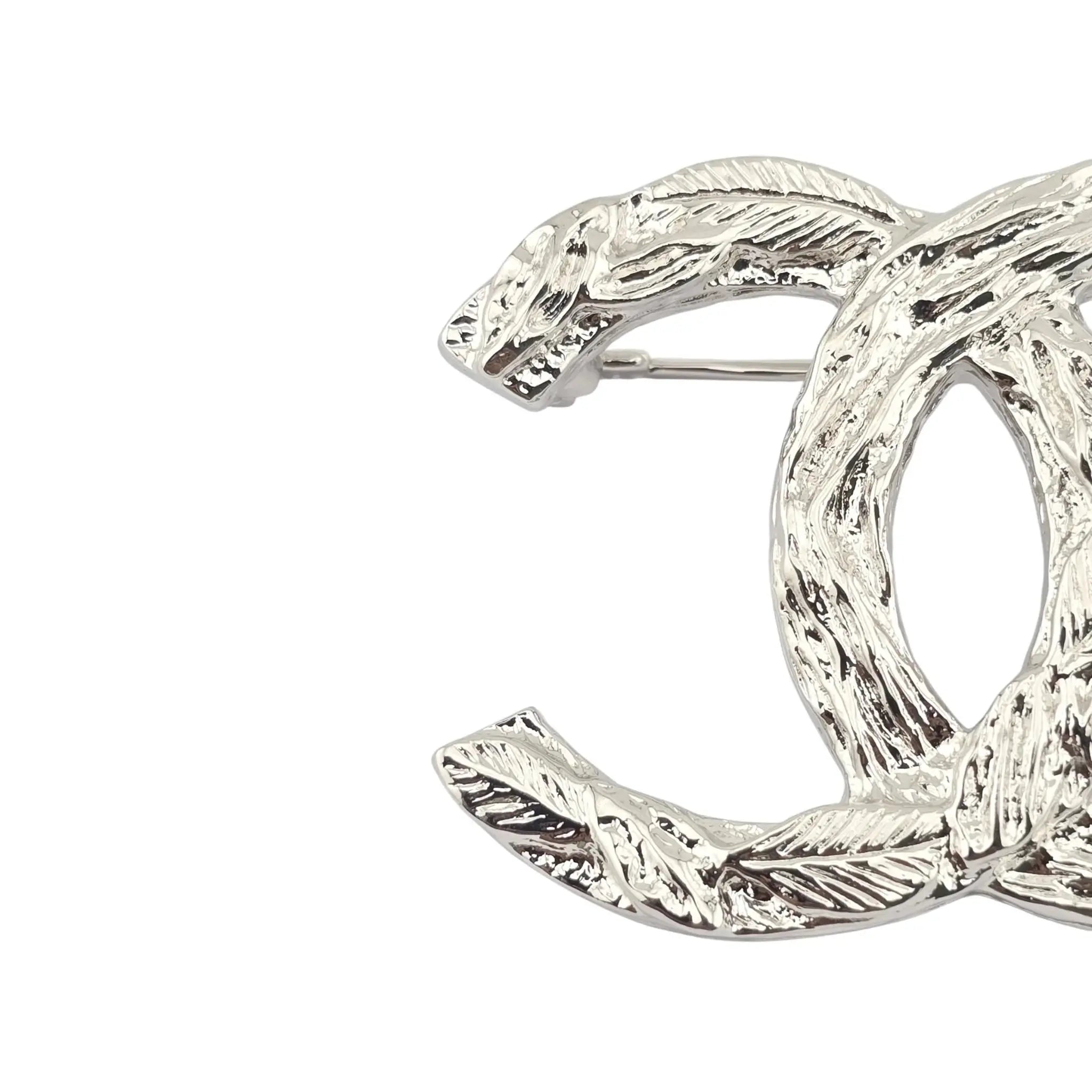 Chanel CC Metal Silver Brooch 2025 CHANEL