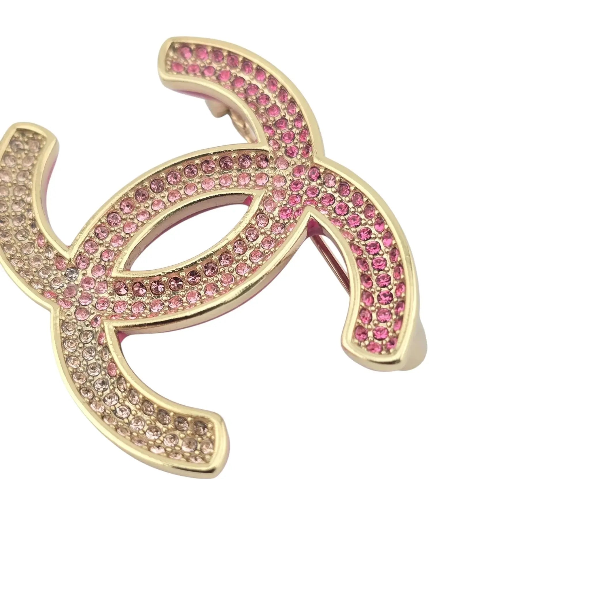 Chanel CC Pink Crystal Brooch 2023 CHANEL