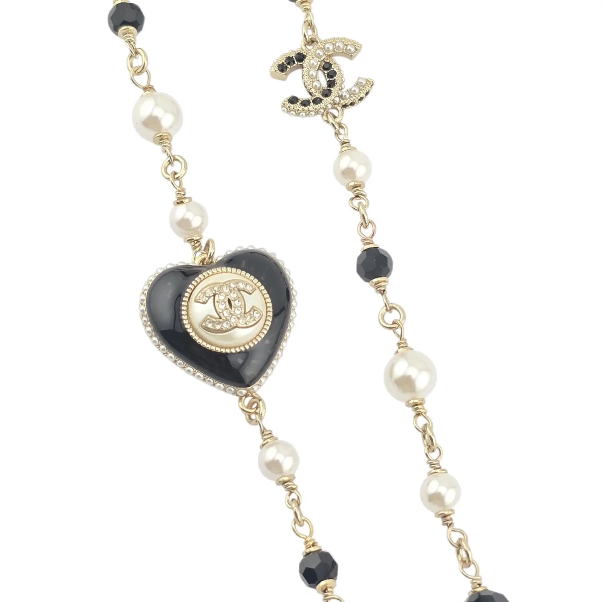 Chanel CC Black Heart Long Necklace 2022 CHANEL