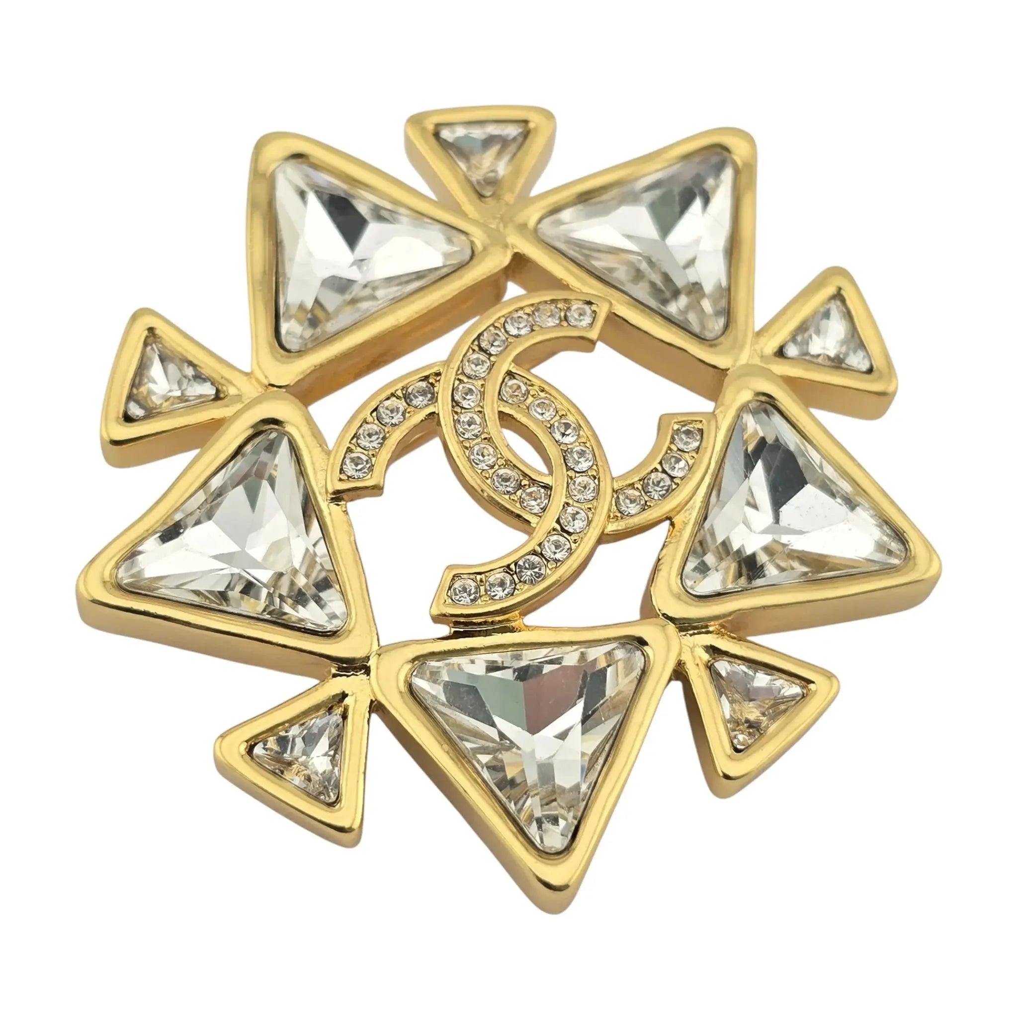 Chanel CC Crystal Gold Brooch 2020 CHANEL