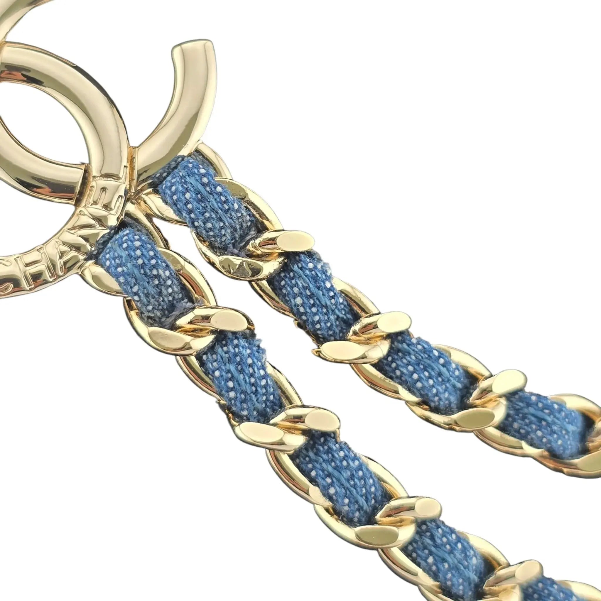 Chanel CC Blue Denim Gold Necklace 2025 CHANEL