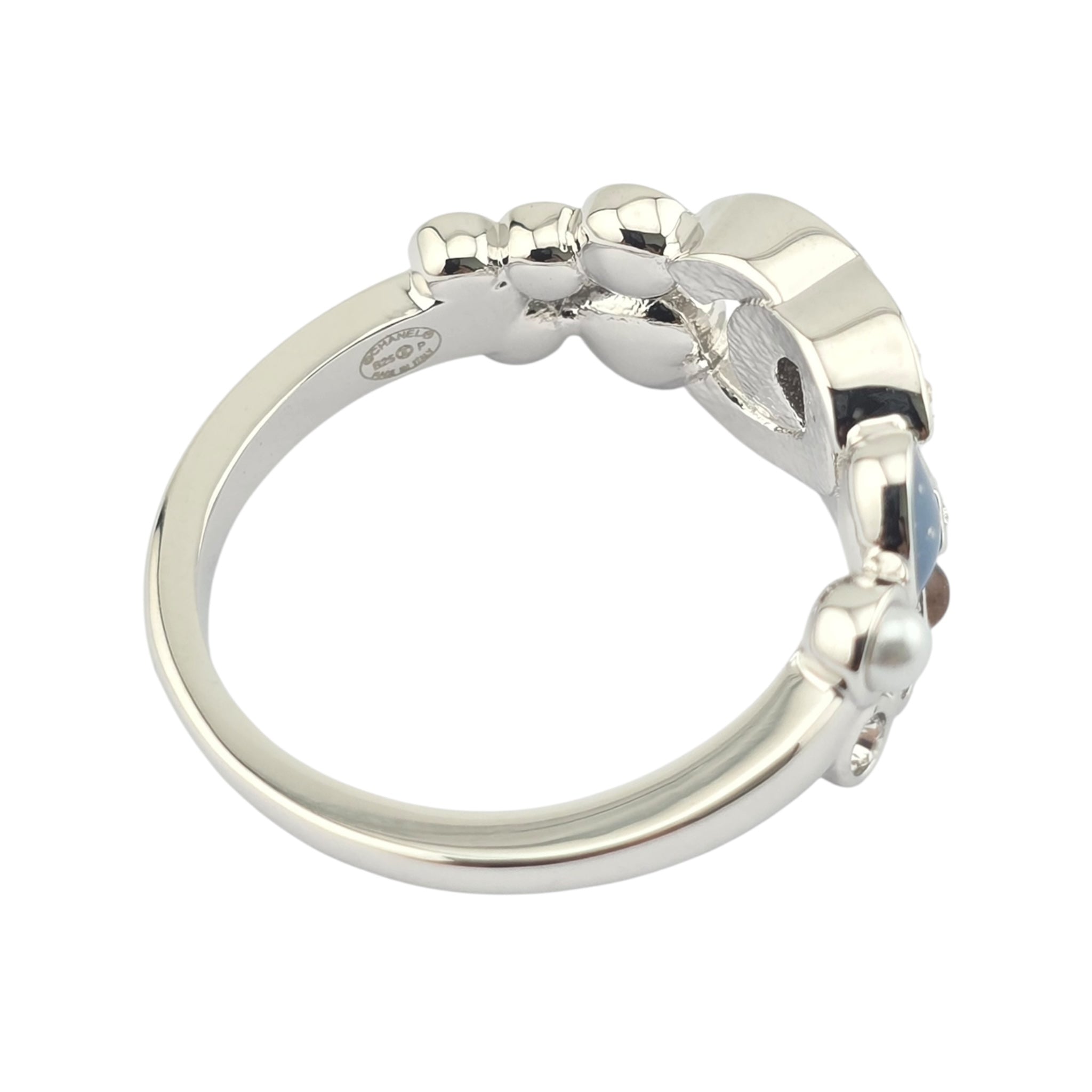 Chanel CC Silver Blue Red Resin Ring 2025 CHANEL