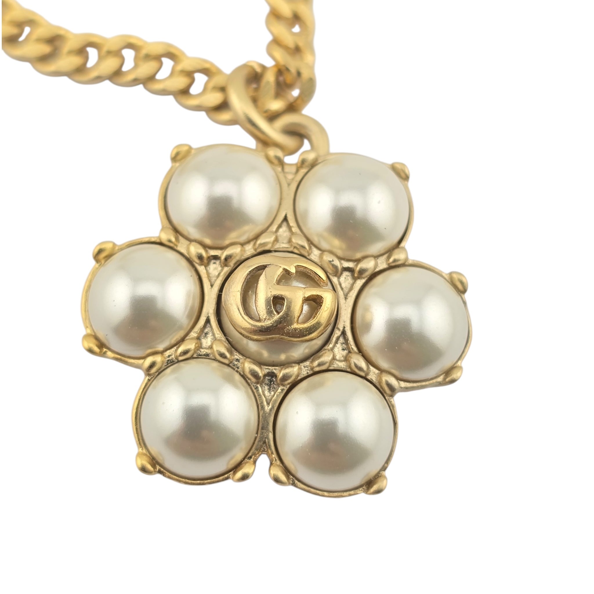 GUCCI GG Marmont Faux Pearl Necklace