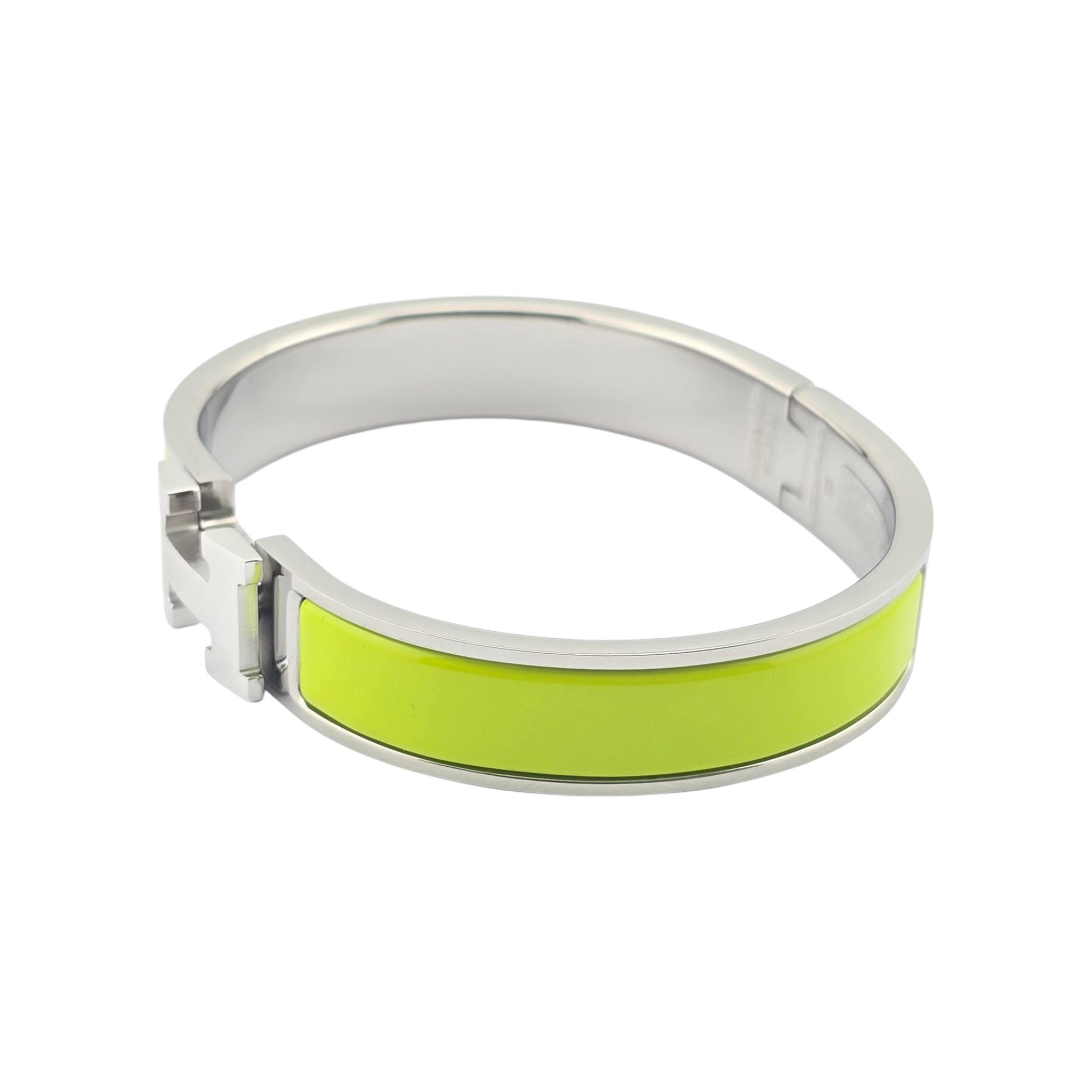 Hermes Clic H Bracelet Neon Green Palladium GM