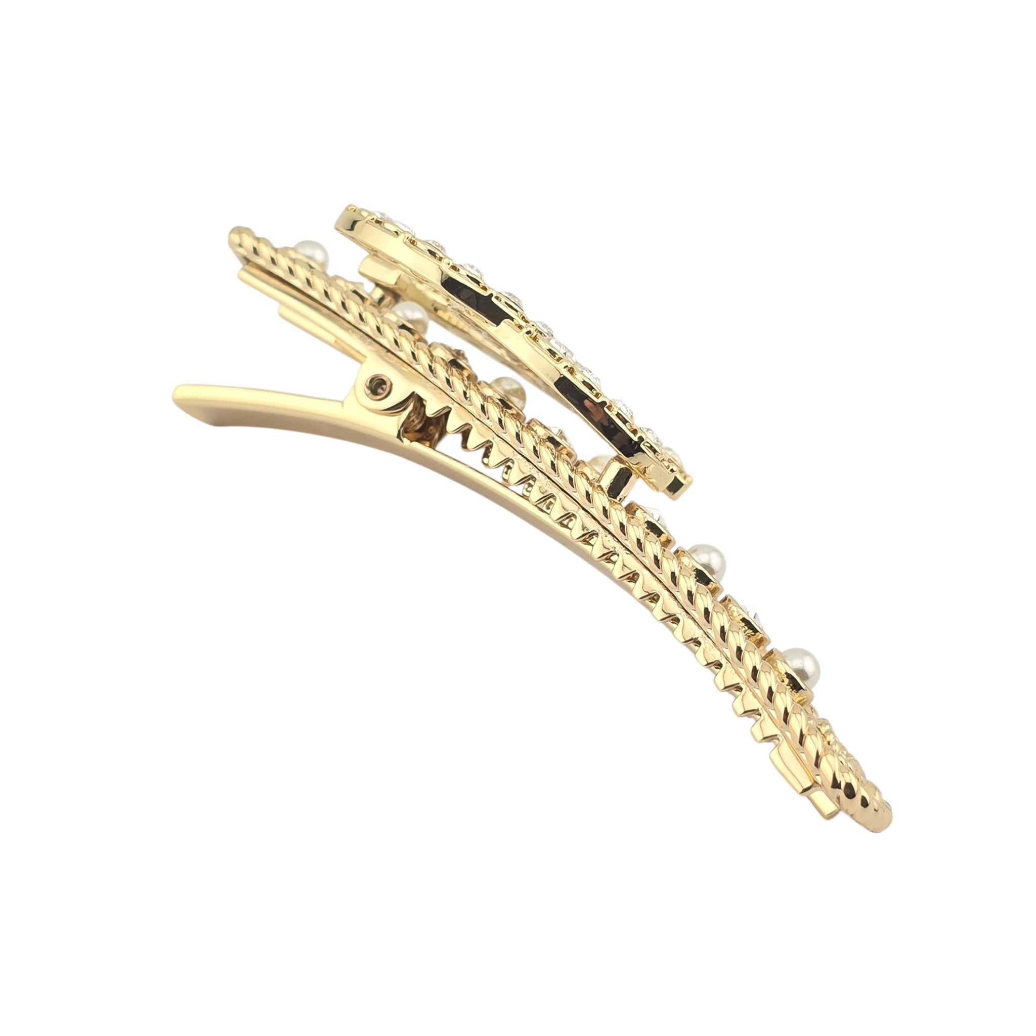 Chanel CC Faux Pearl and Diamante Hair Barrette 2022