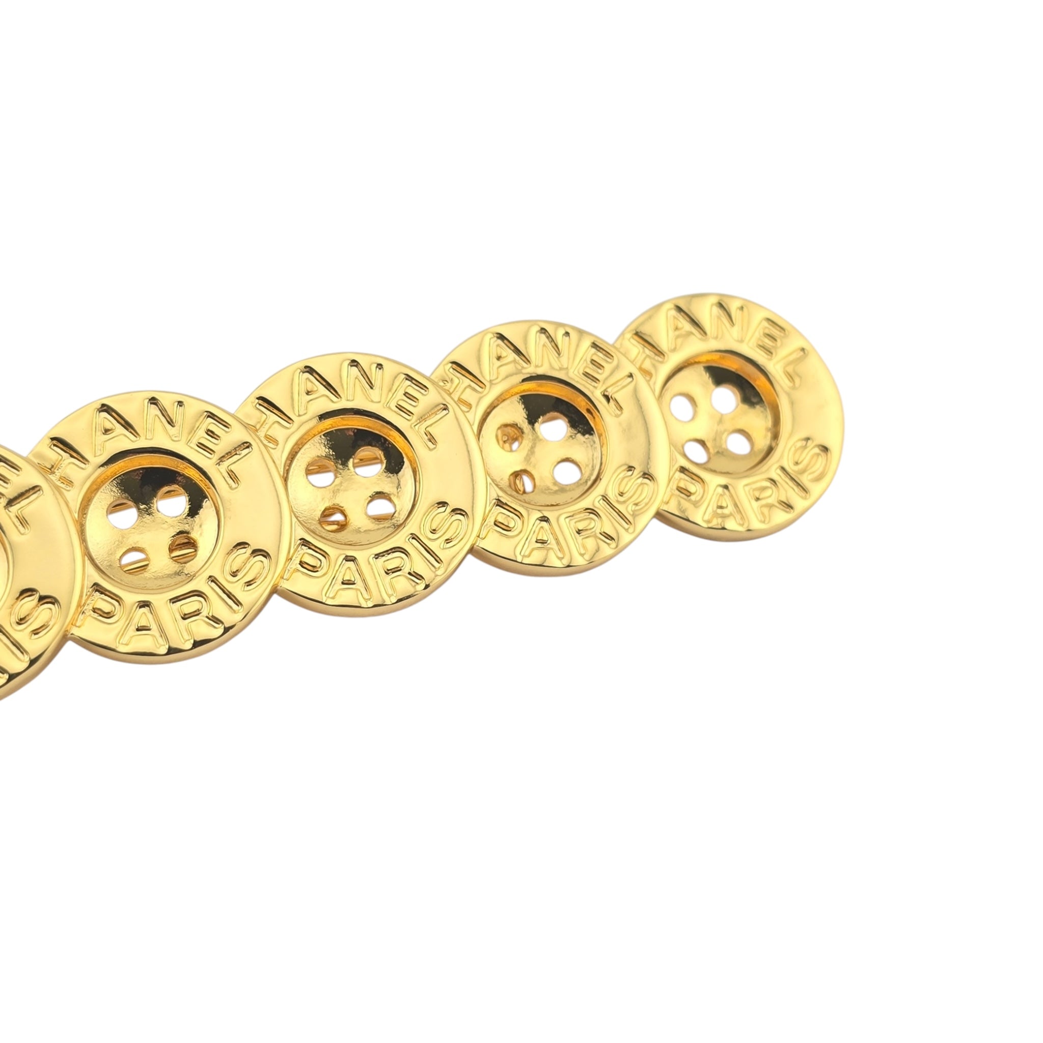 Chanel CC Button Paris Hair Clip Barrette Gold