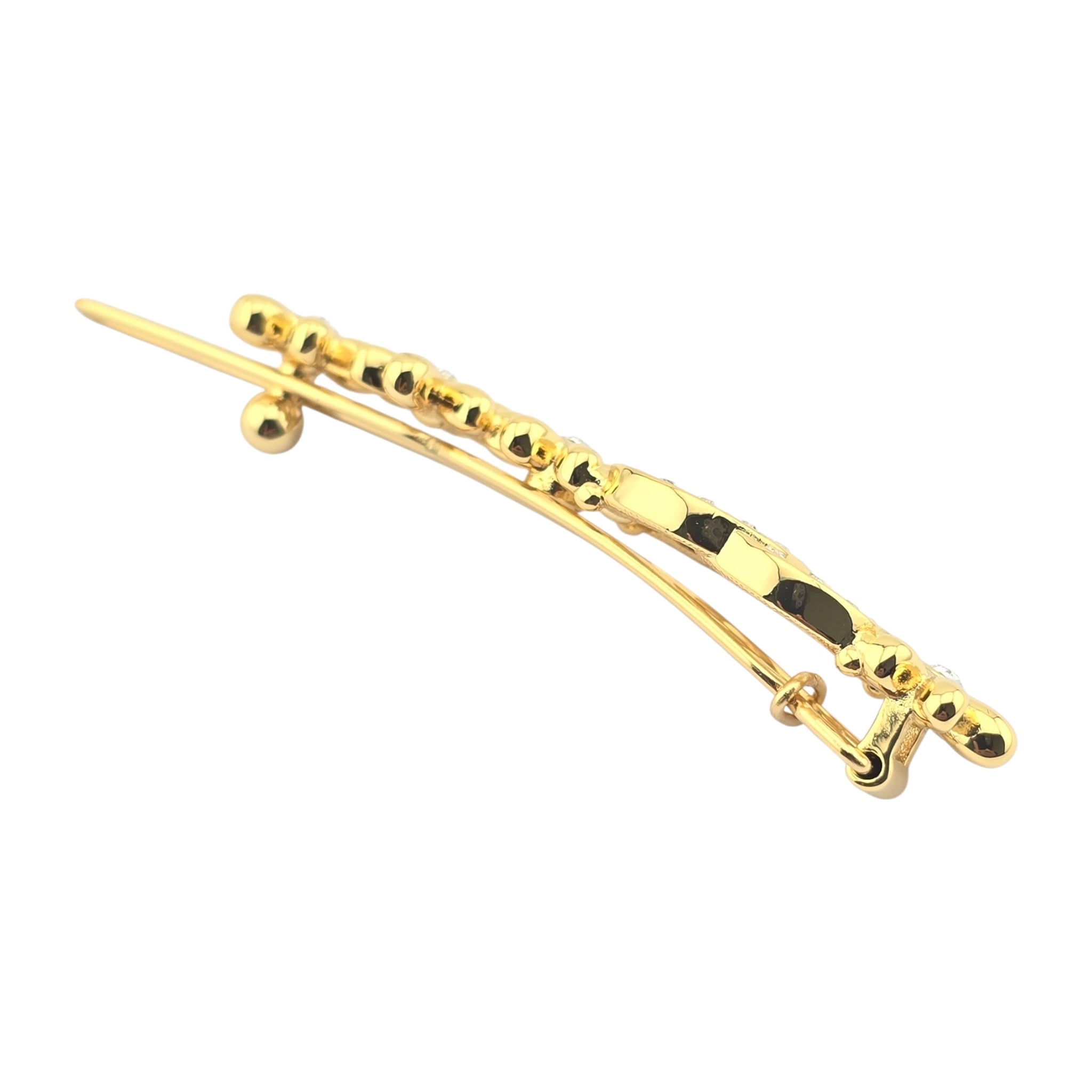 Chanel CC Gold Metal Floral Hair Clip Barette 2023