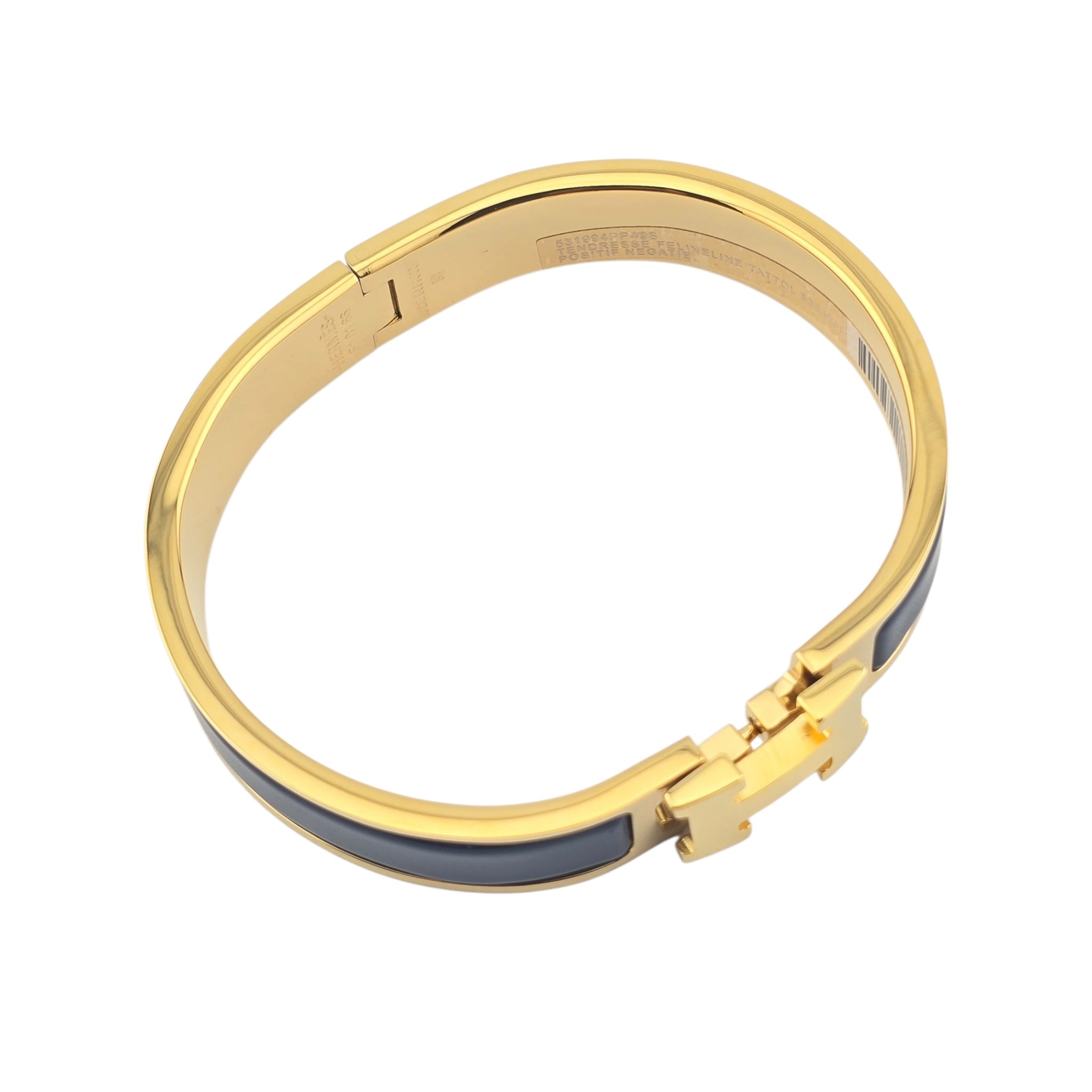 Hermes Clic H Bracelet Navy Blue Gold GM