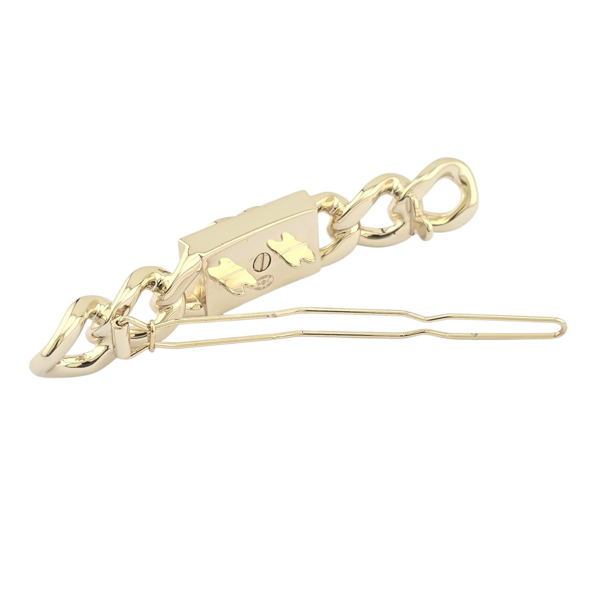 Chanel CC Crystal Chain Hair Clip Barrette Gold