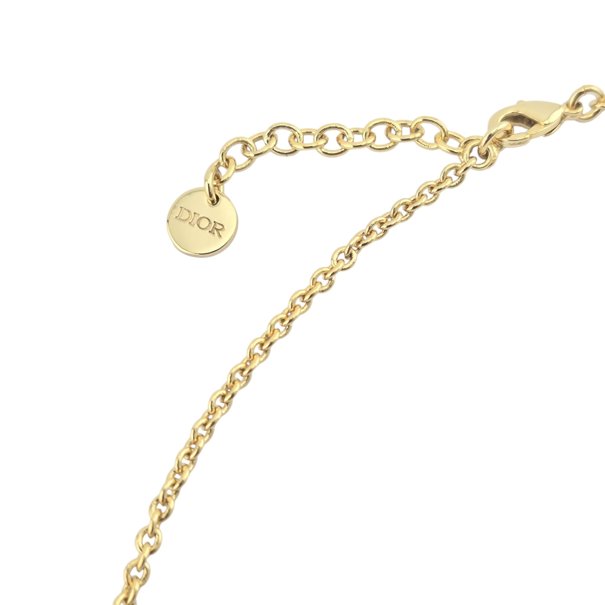 Christian Dior Gold-Tone Resin Pearl Petite CD Necklace