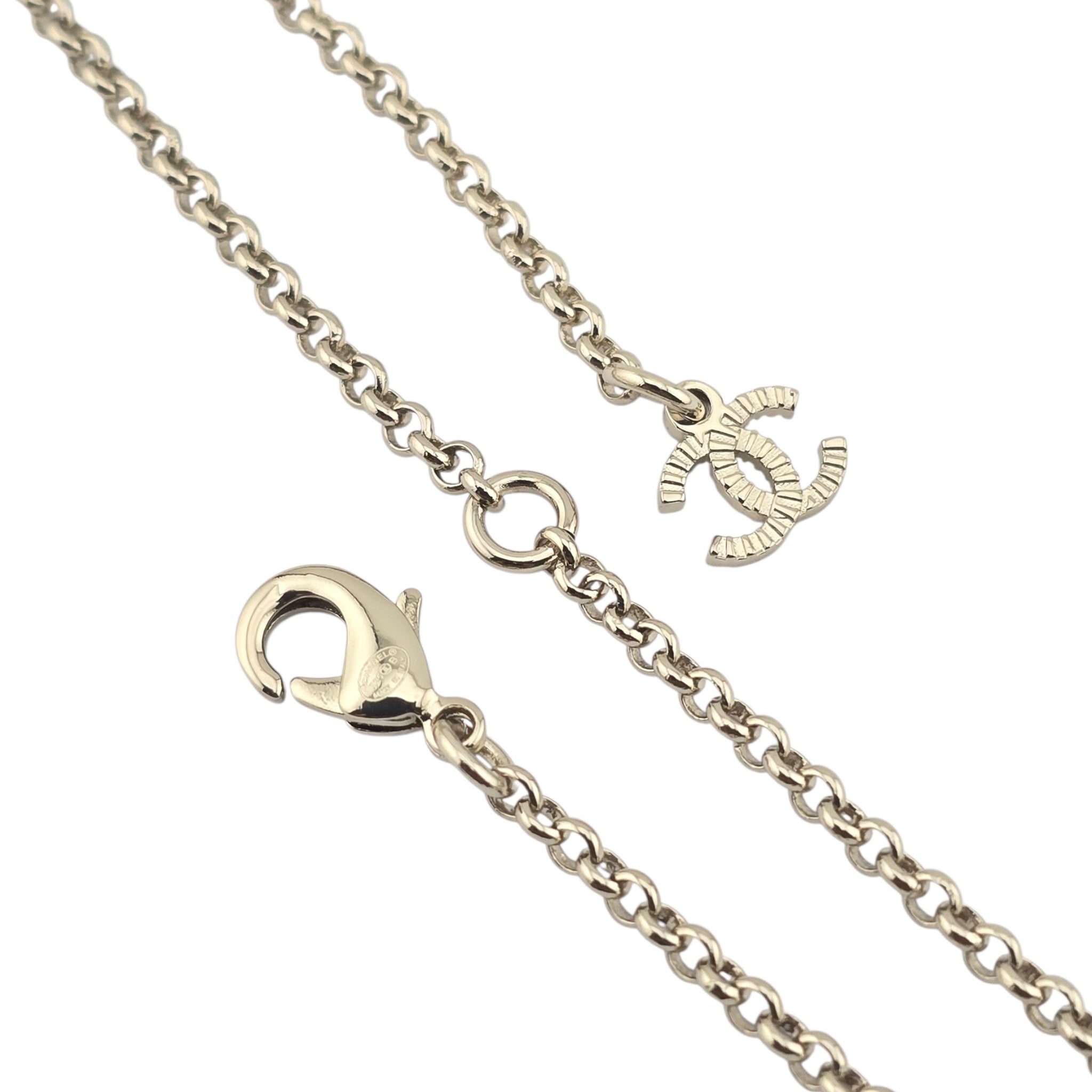 Chanel CC Gold Crystal Heart Pendant Necklace