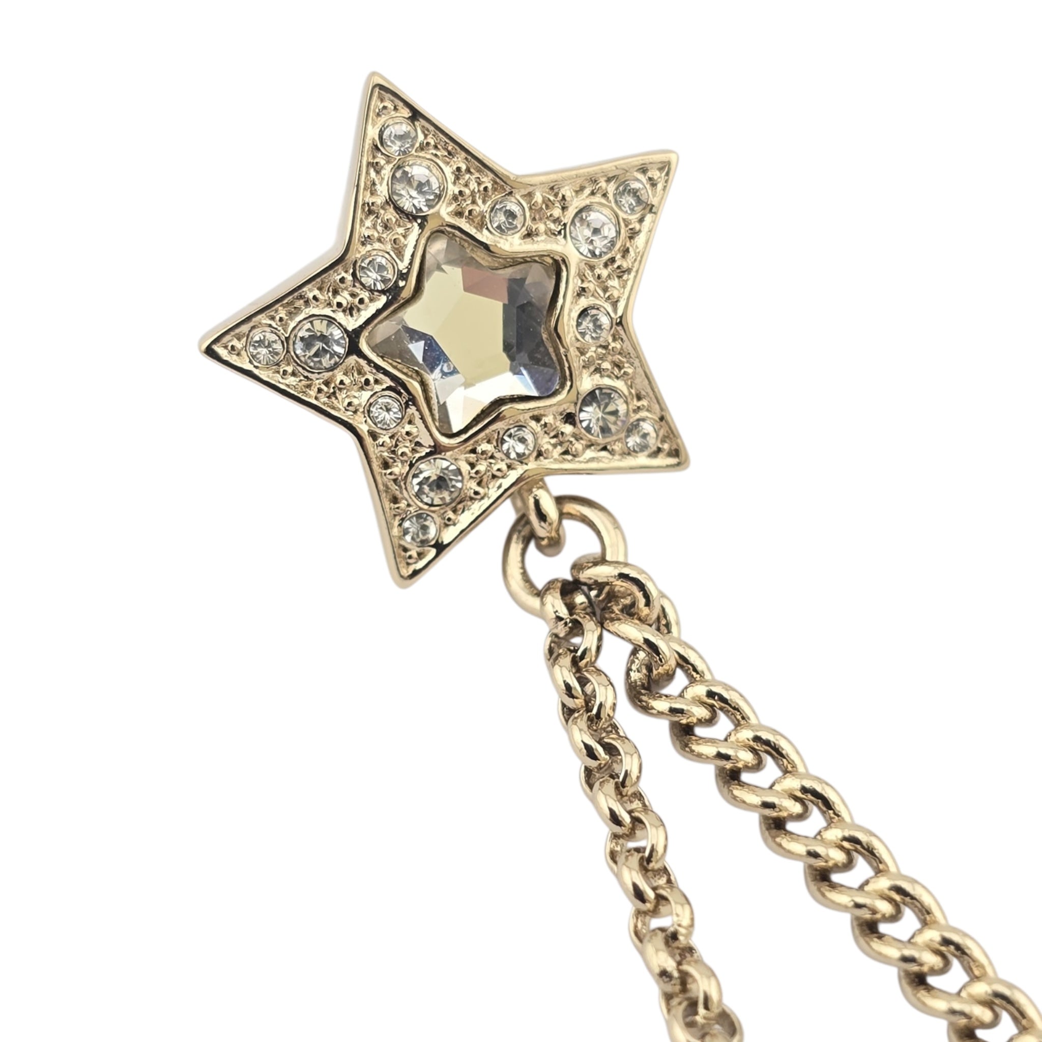 Chanel Crystal Pearl CC Star Drop Earrings Gold 2025