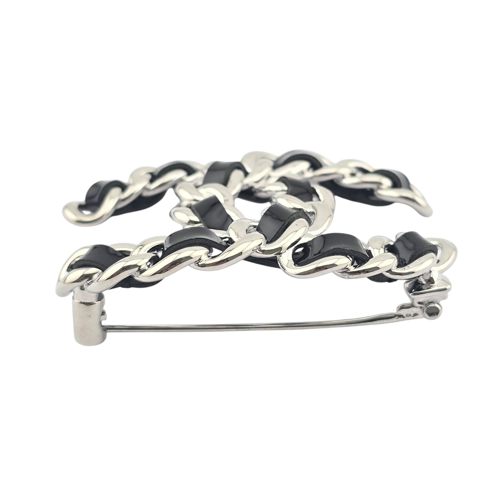 Chanel Lambskin Chain CC Brooch Black Silver 2025