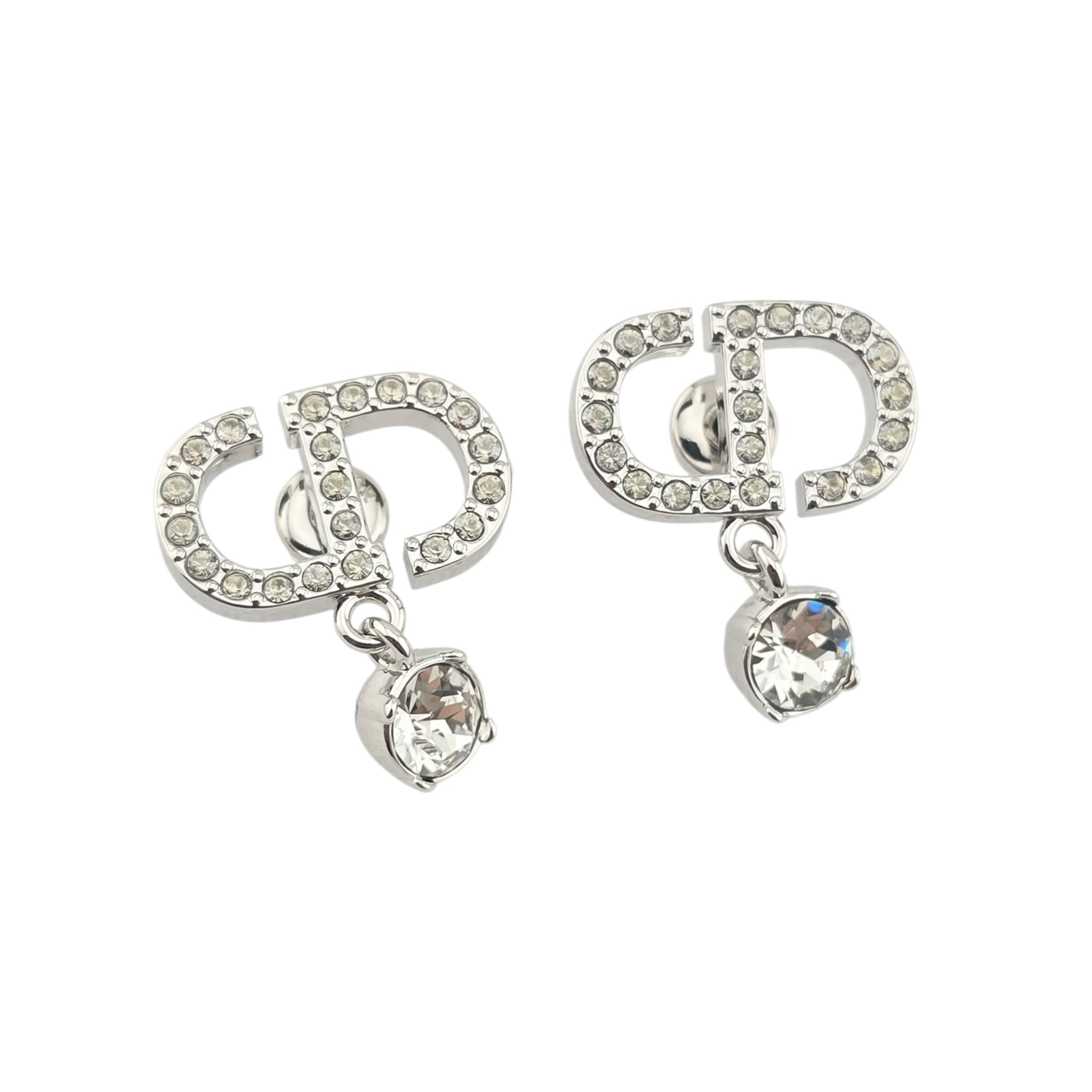 Christian Dior Petit CD Silver Crystal Earrings