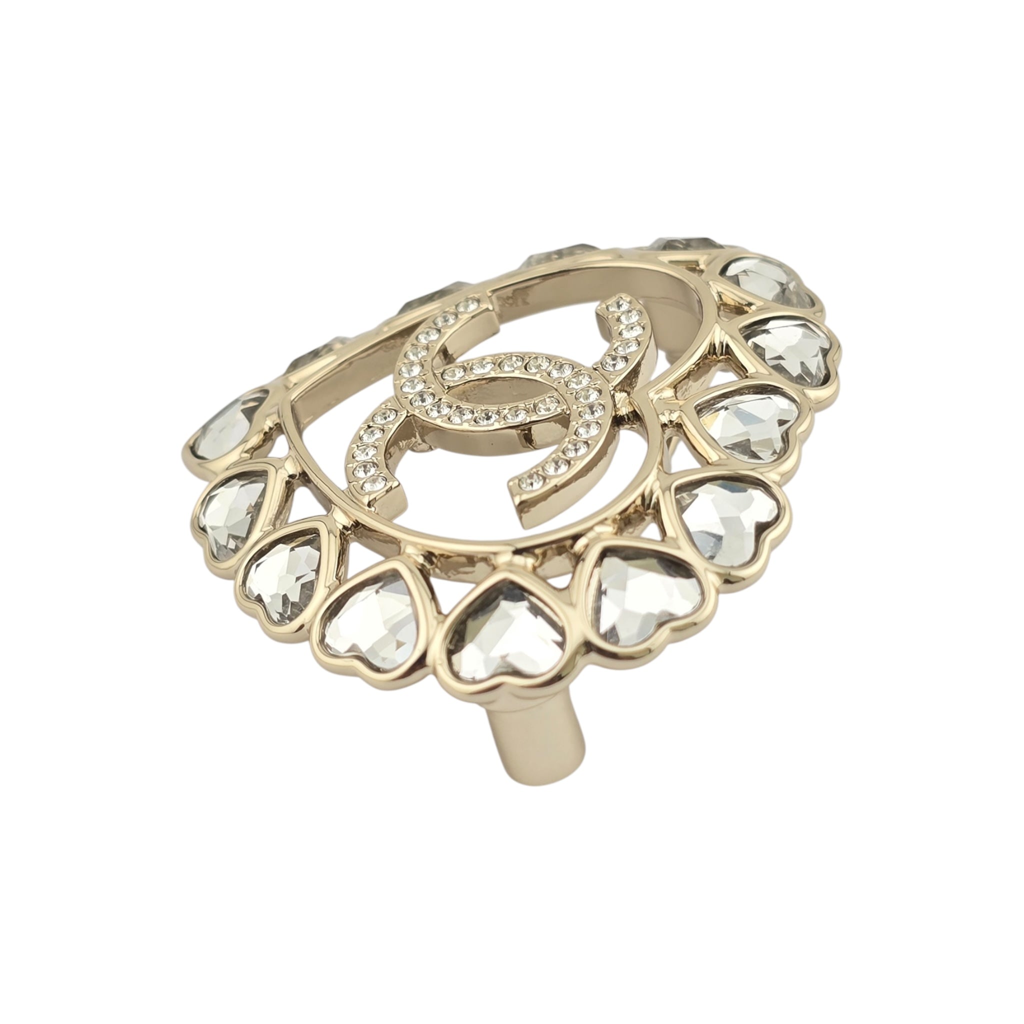 Chanel CC Crystal Gold Heart Brooch 2025
