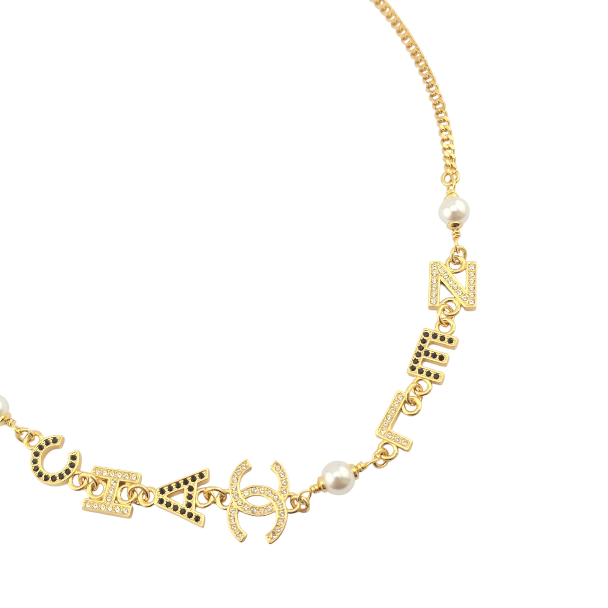 Chanel CC Logo Pendant Gold Necklace