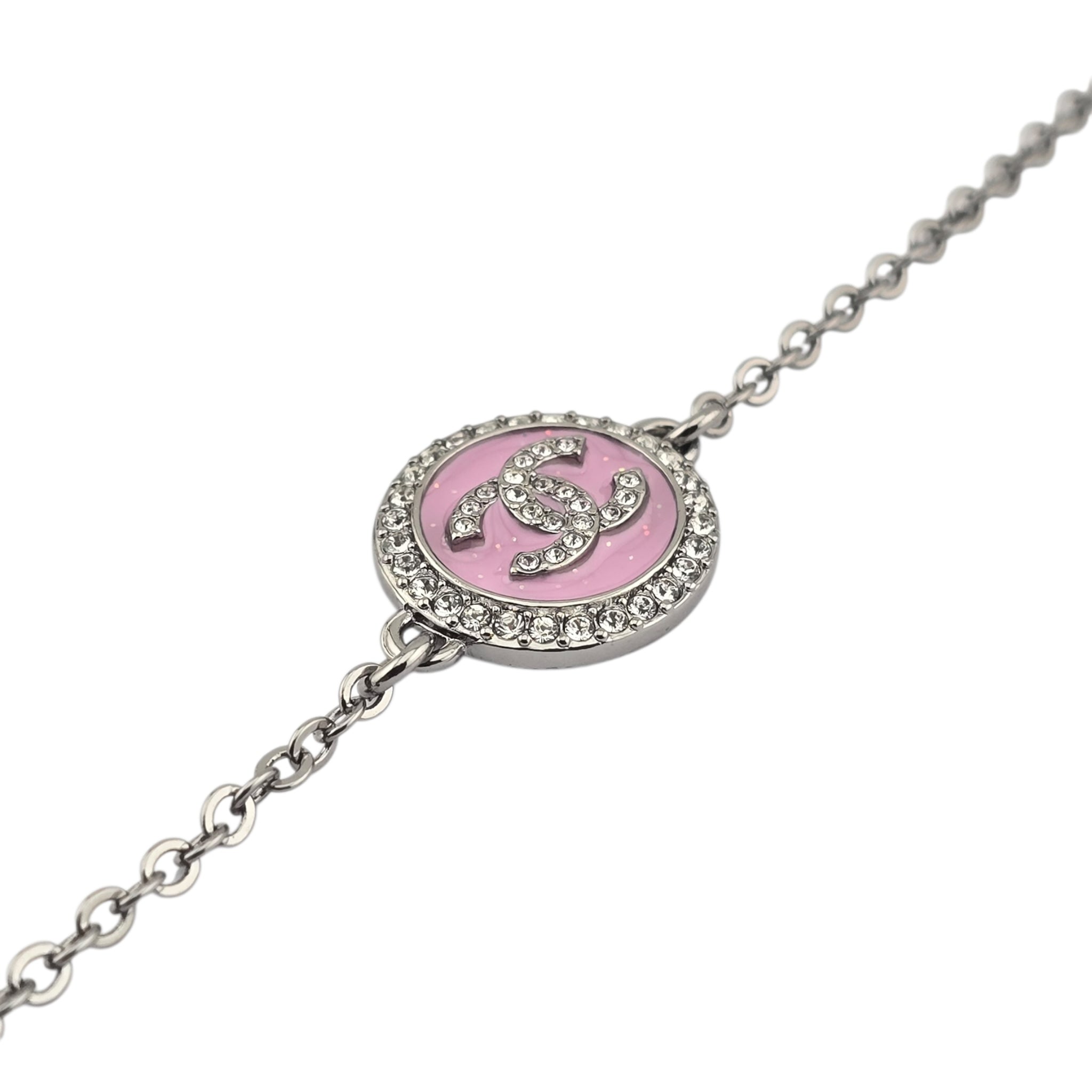 Chanel CC Round Silver Pink Bracelet 2025 CHANEL