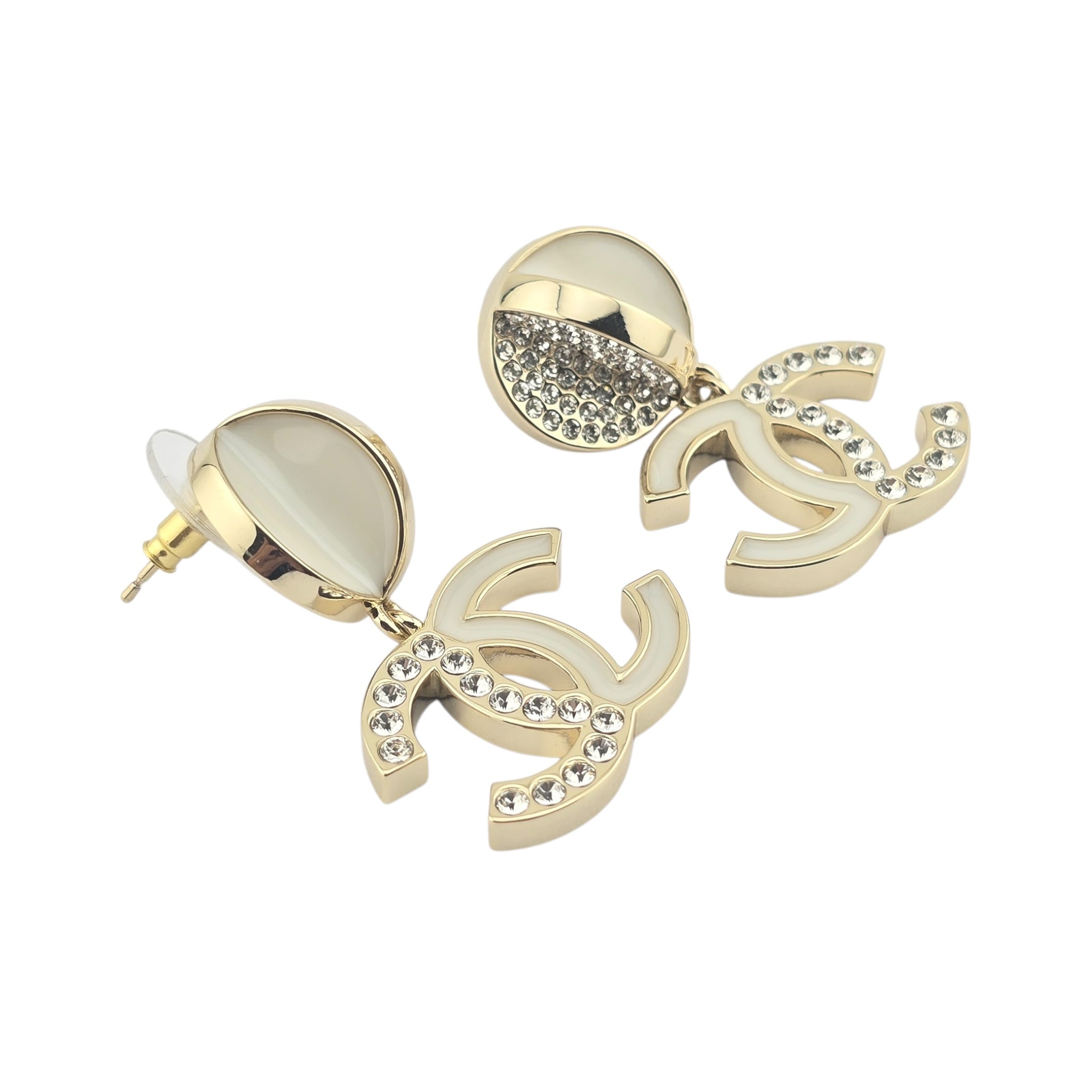 Chanel CC Drop Gold Crystals Earrings 2024 CHANEL