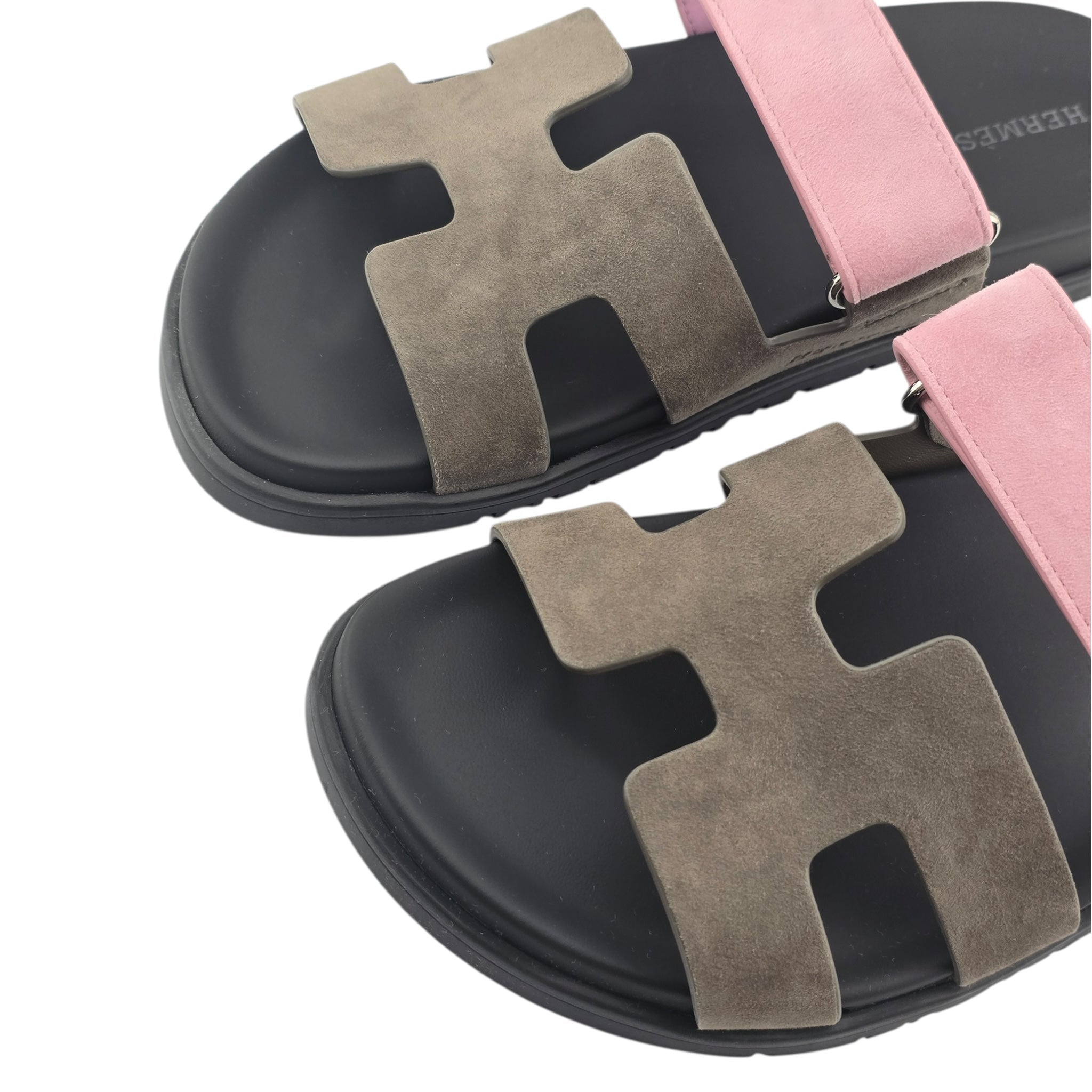 Hermes Chypre Suede Sandal Toundra / Rose 39 UK6 HERMES