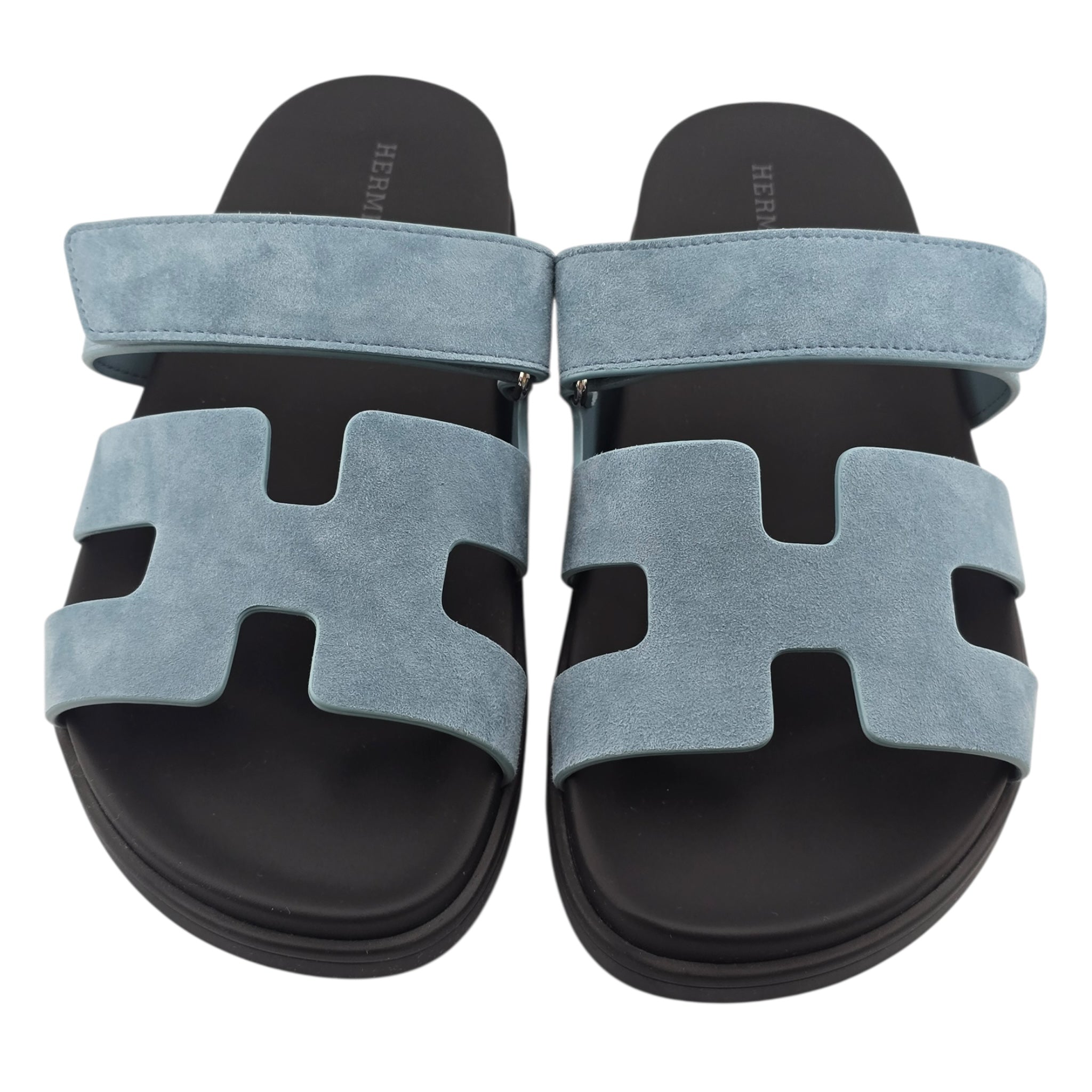 Hermes Chypre Suede Sandal Bleu Mineral 39 UK6 HERMES