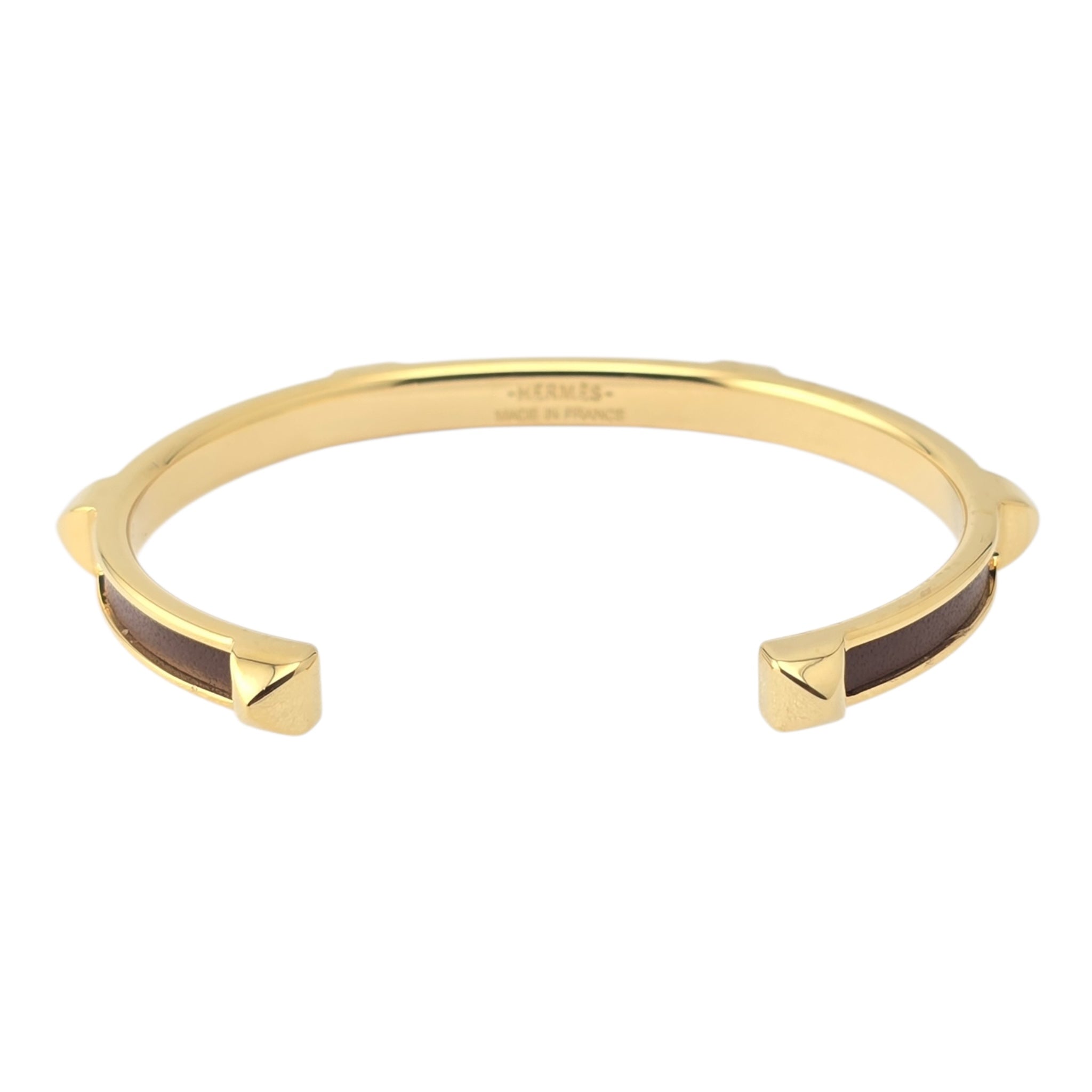 Hermes Athena Brown Gold Leather Bracelet HERMES