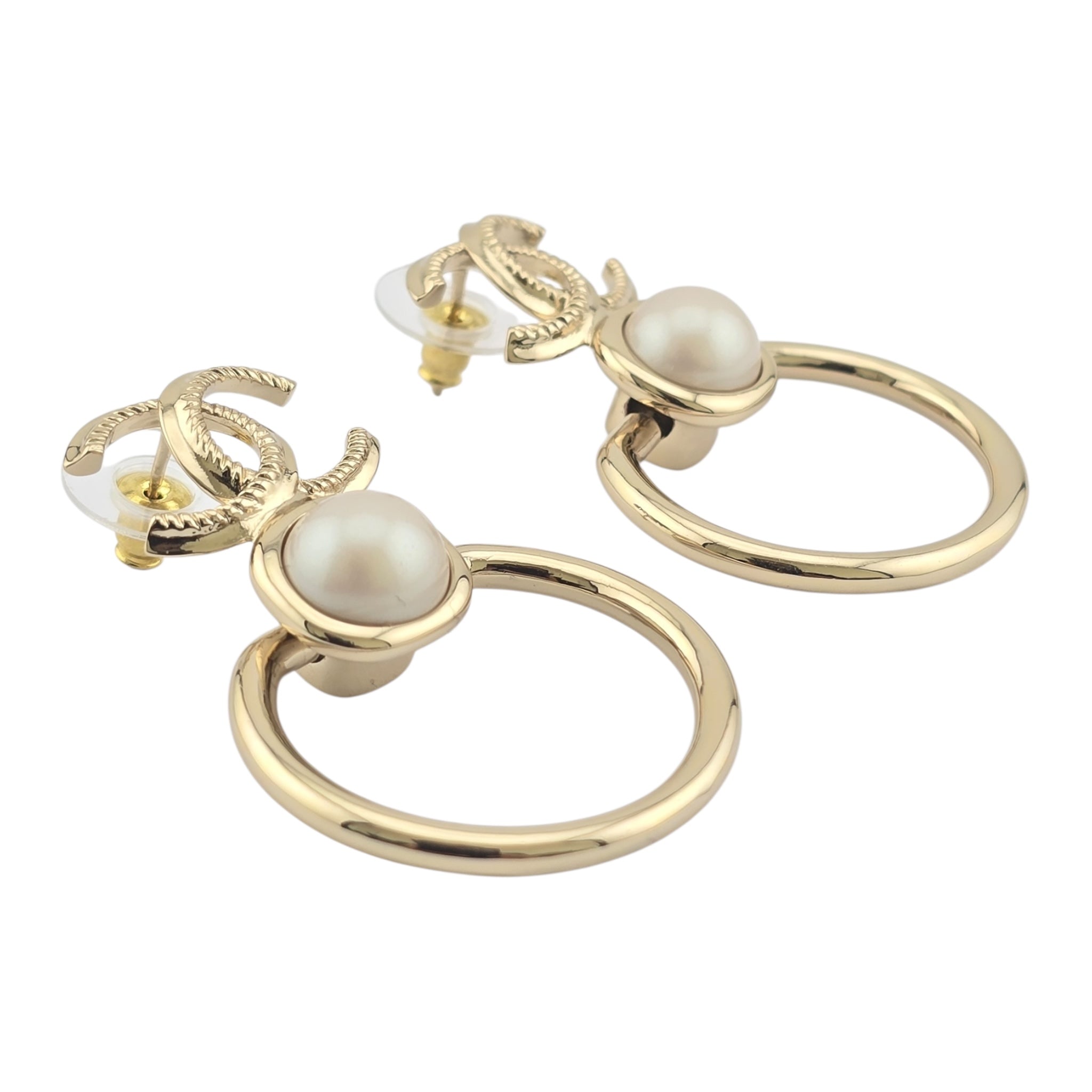 Chanel CC Gold Faux Pearl Earrings 2022 CHANEL