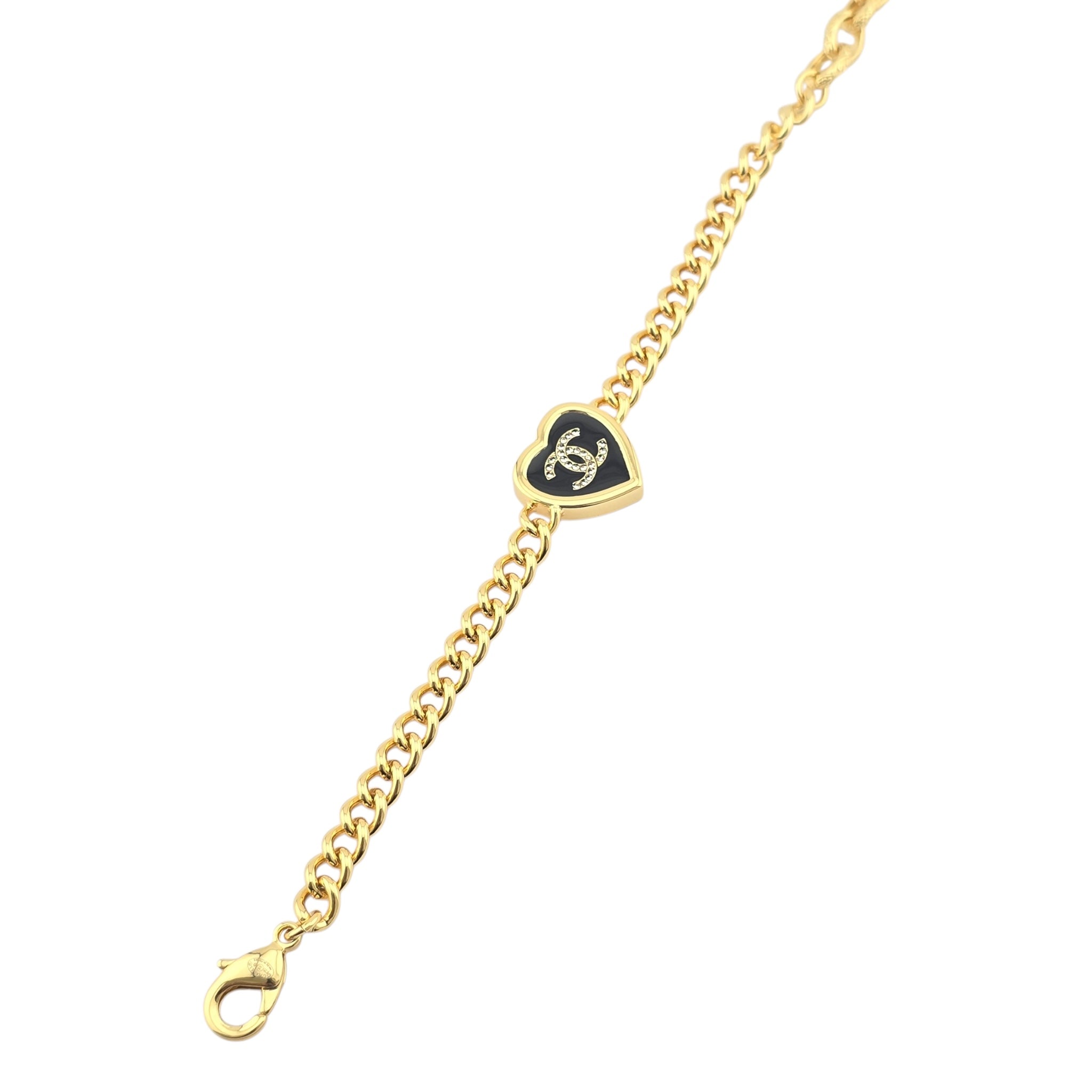 Chanel CC Gold Black Heart Pendant Bracelet 2025 CHANEL