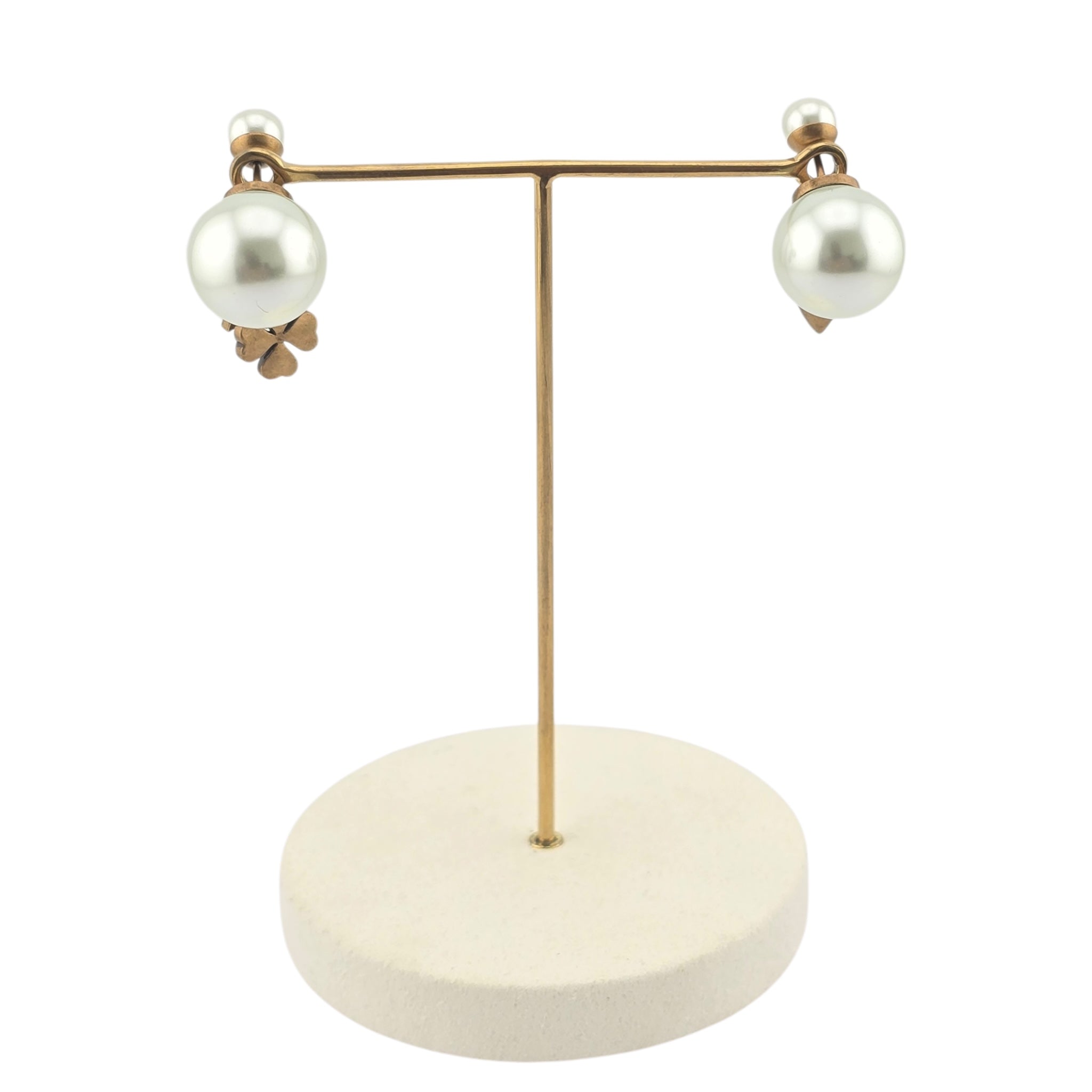 Christian Dior Tribales Gold Finish Pearl Charm Earrings DIOR