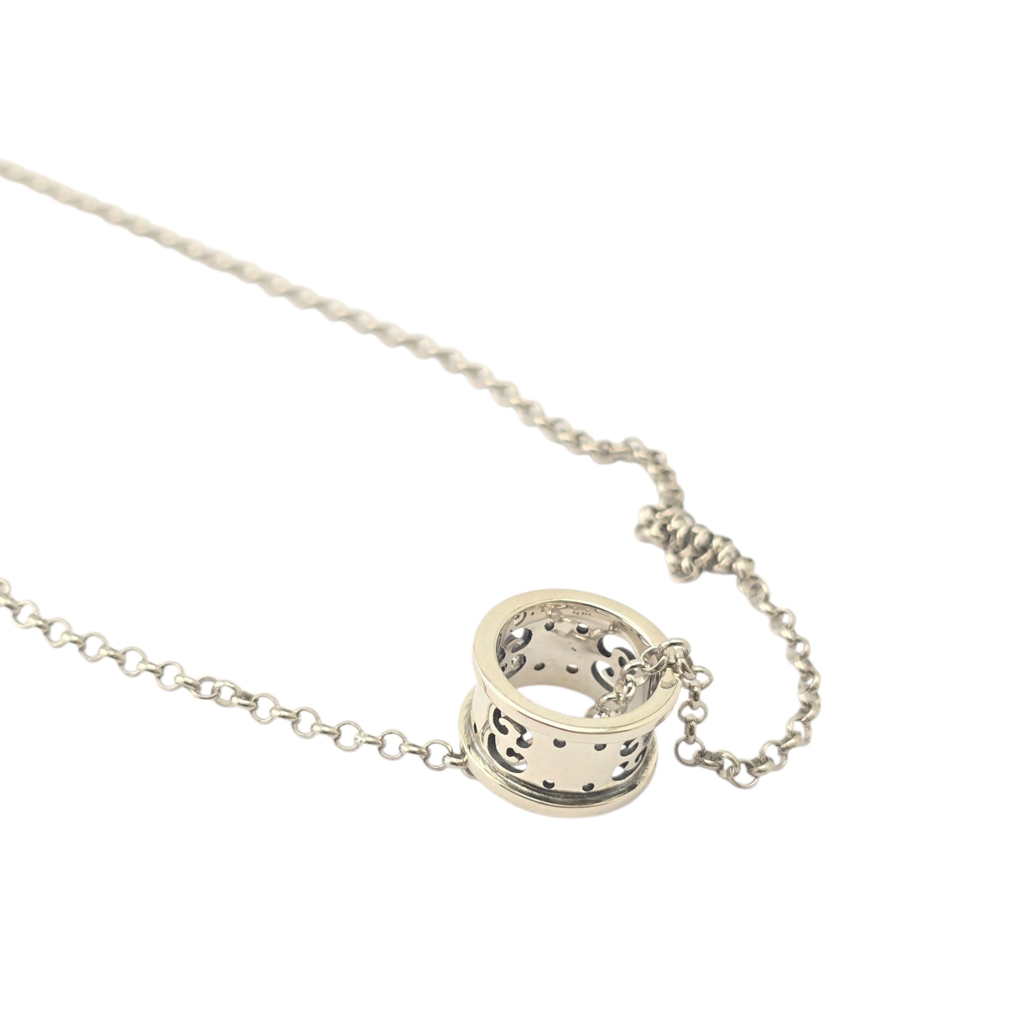 GUCCI GG Icon Twill Sterling Silver Necklace GUCCI