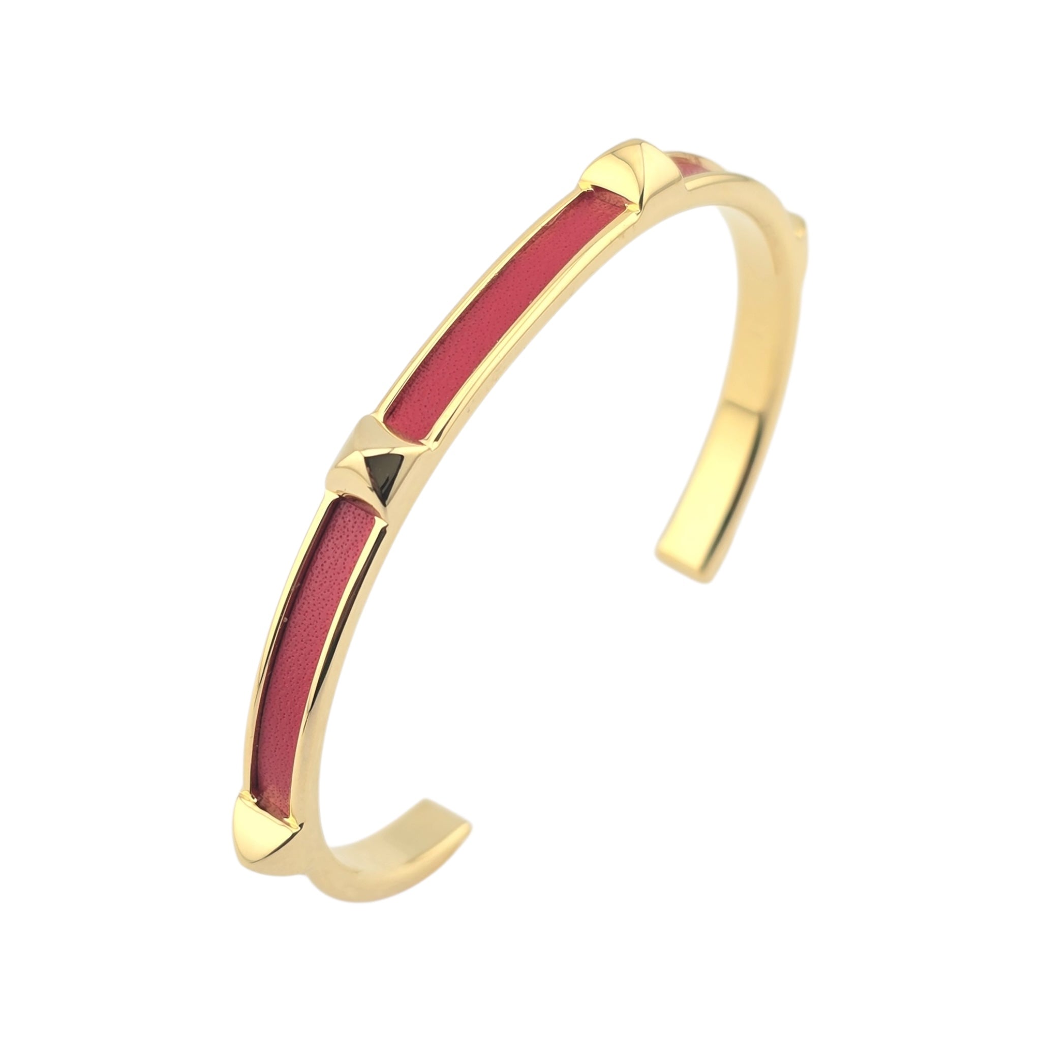Hermes Athena Red Gold Leather Bracelet HERMES