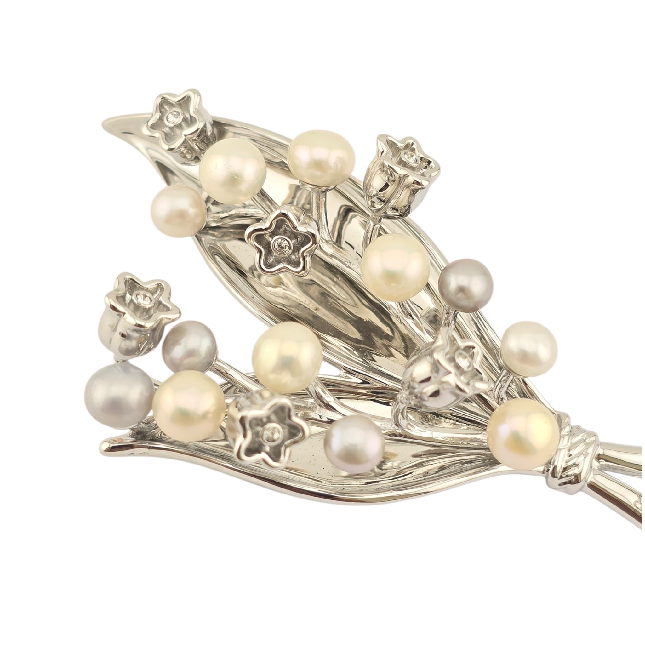 Christian Dior Pearl Lily of the Valley Brooch Pin DIOR
