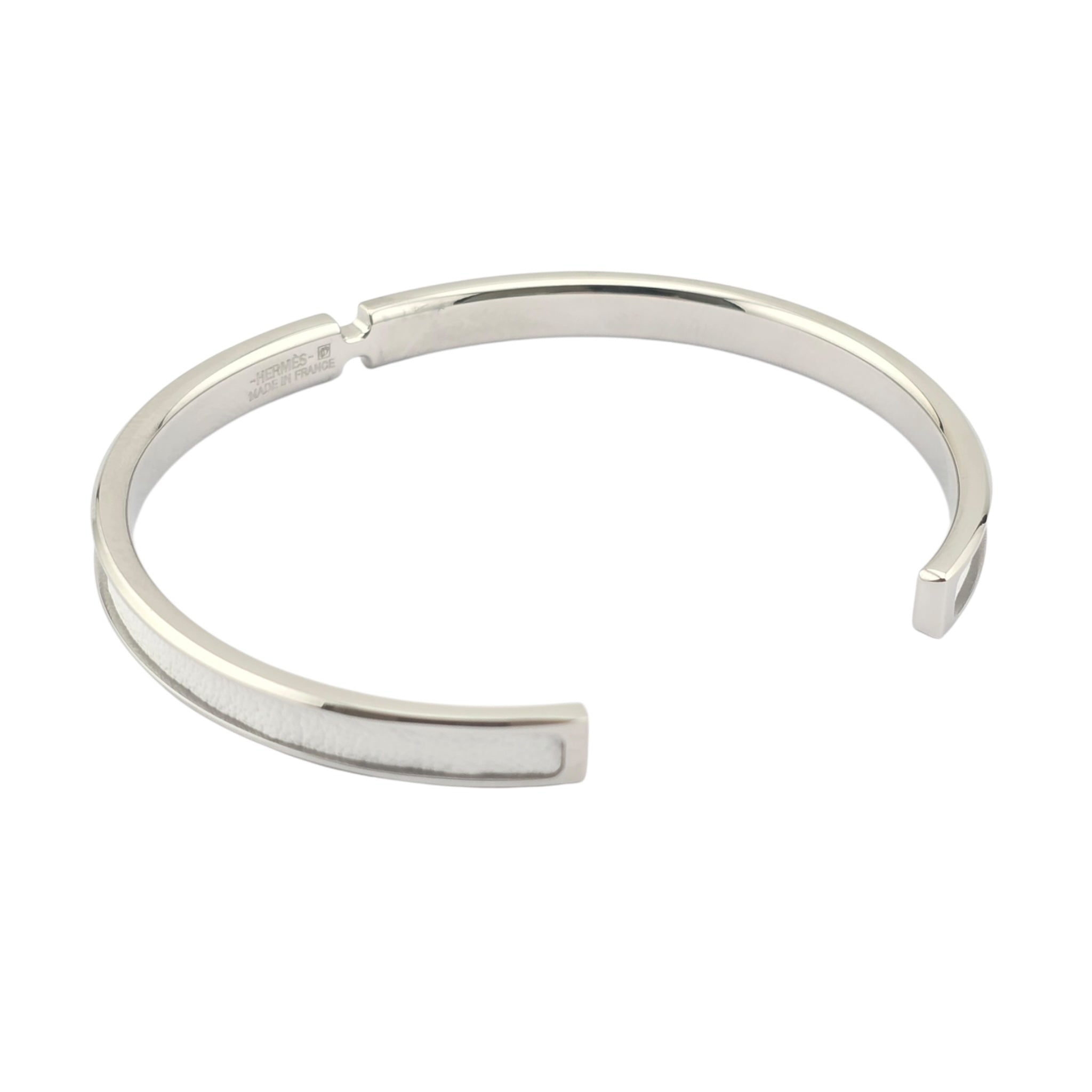 Hermes Olympe Palladium White Leather Bracelet HERMES
