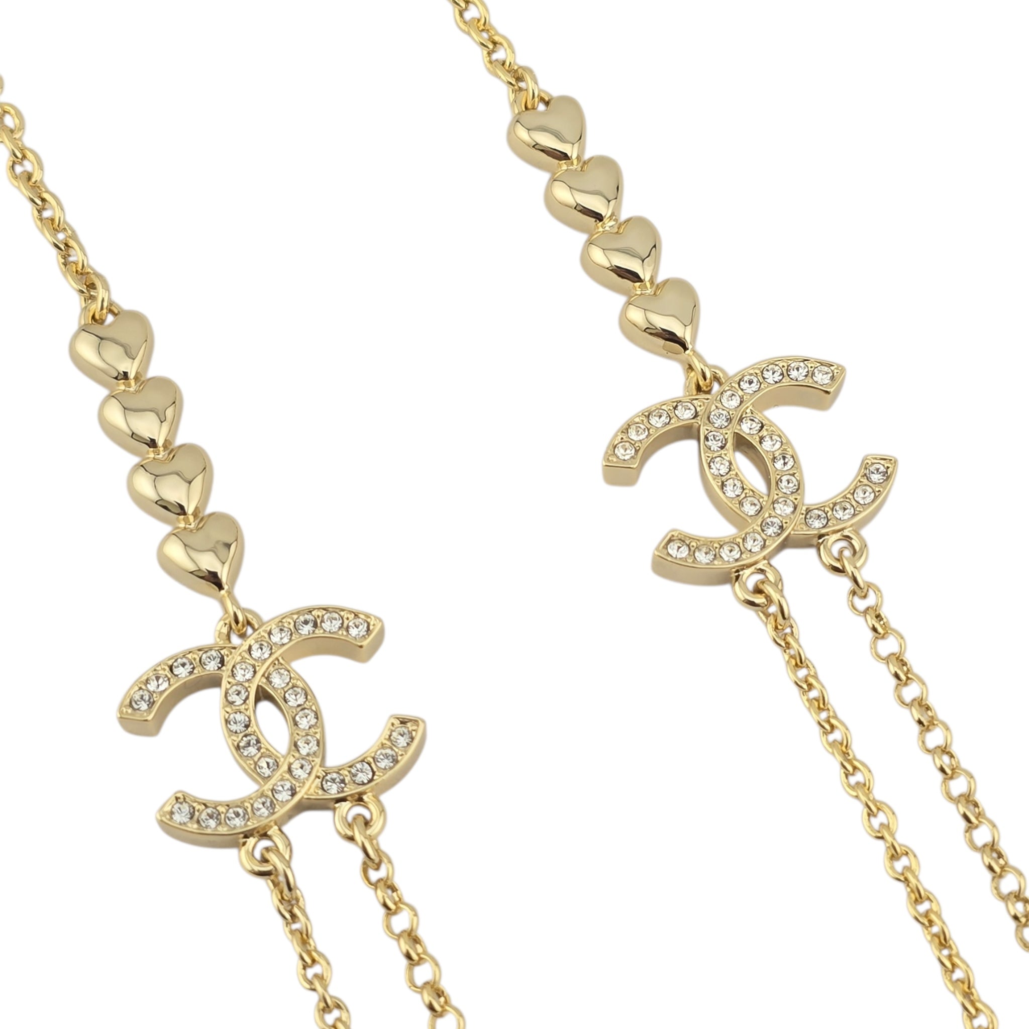 Chanel CC Long Necklace Gold Hearts 2023 CHANEL