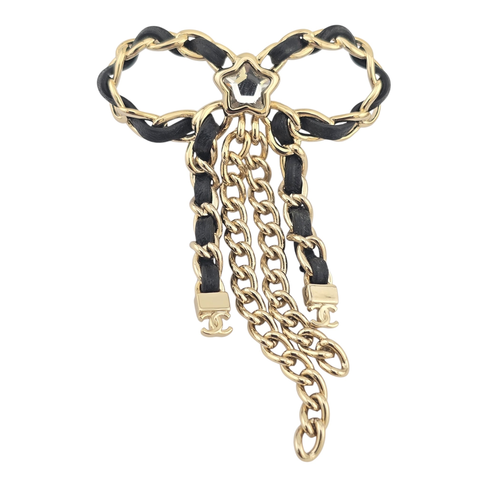 Chanel CC Bow Leather Gold Earrings 2025 CHANEL