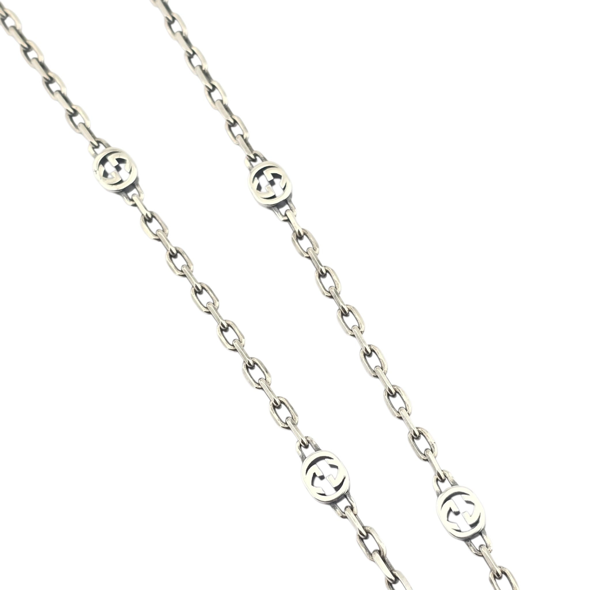 GUCCI GG Interlocking Pendant Silver Necklace GUCCI