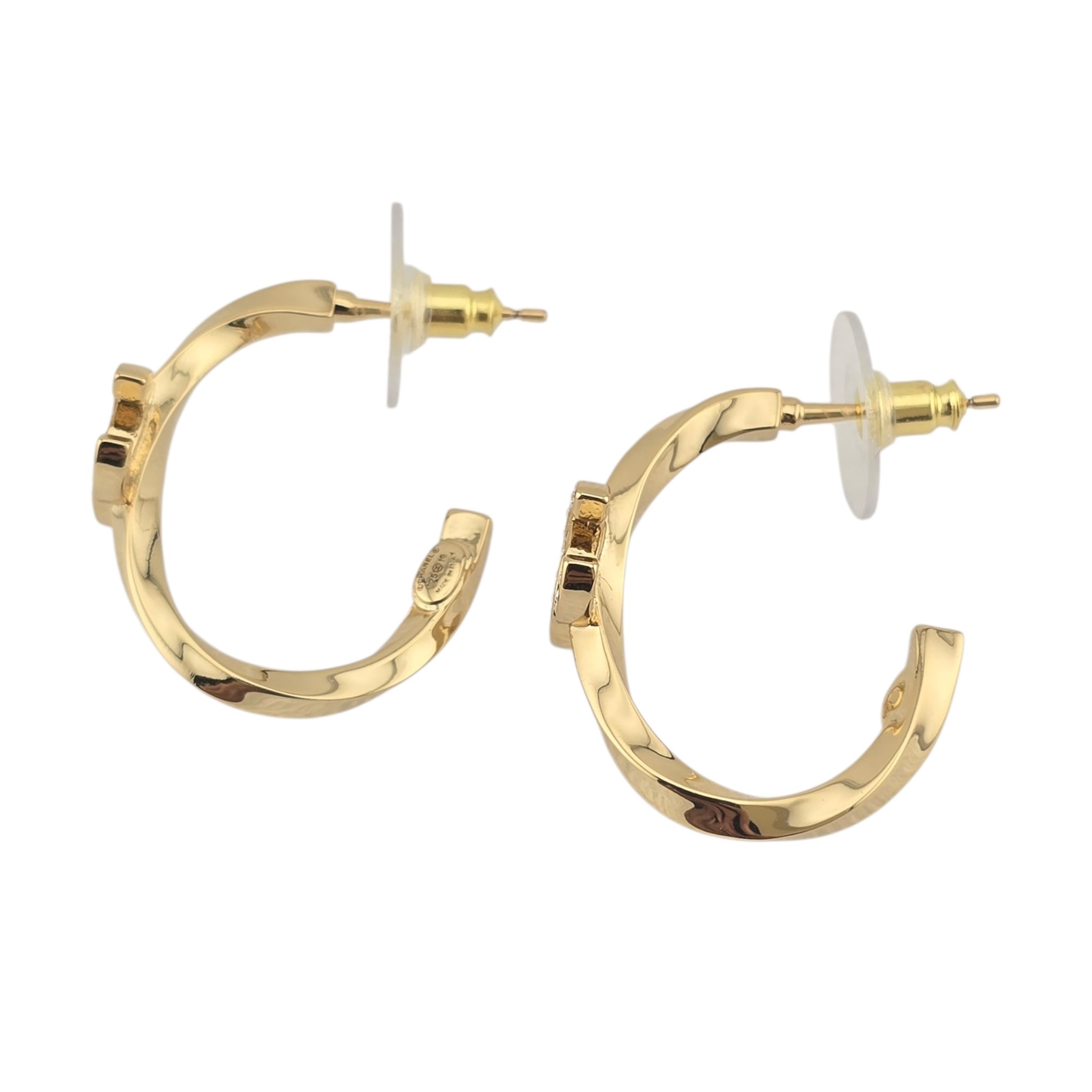 Chanel CC Gold Hoop Crystal Earrings 2025 CHANEL