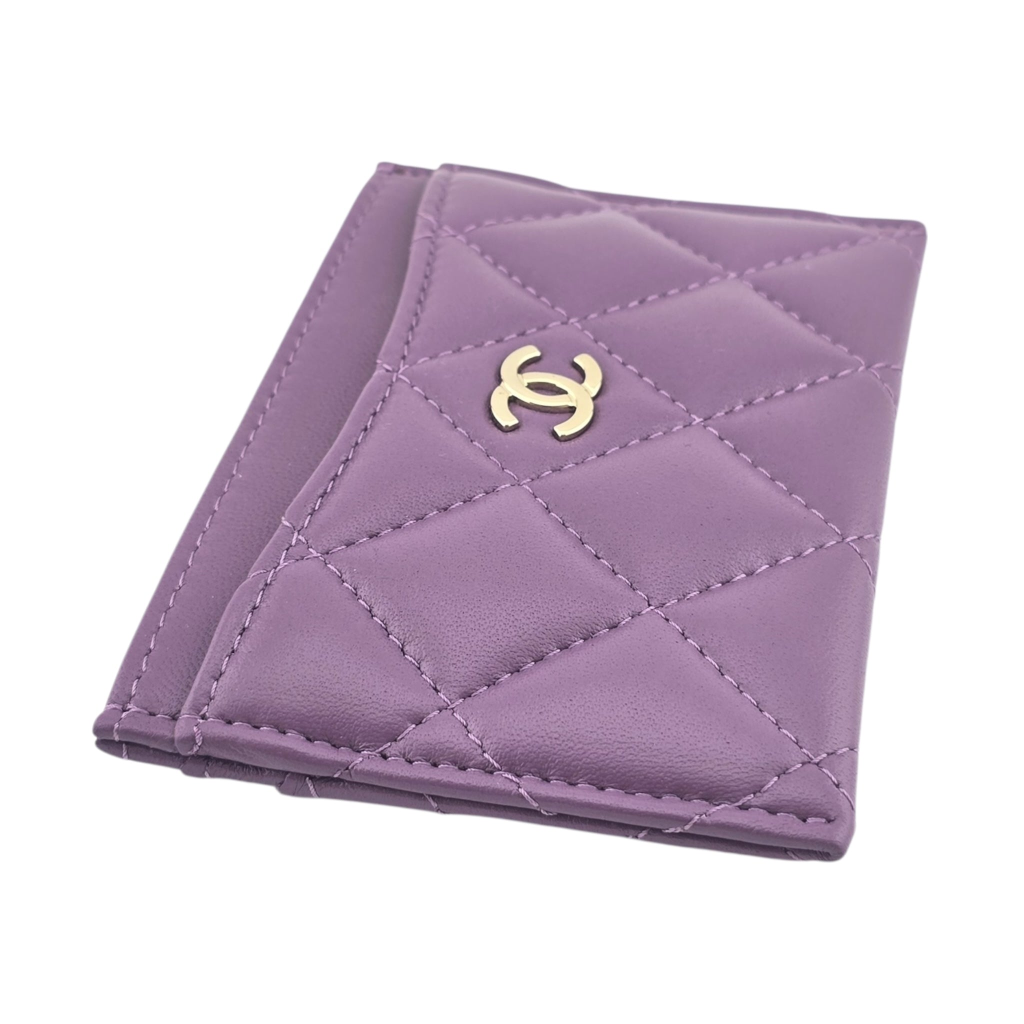 Chanel CC Lambskin Purple Classic Cardholder CHANEL