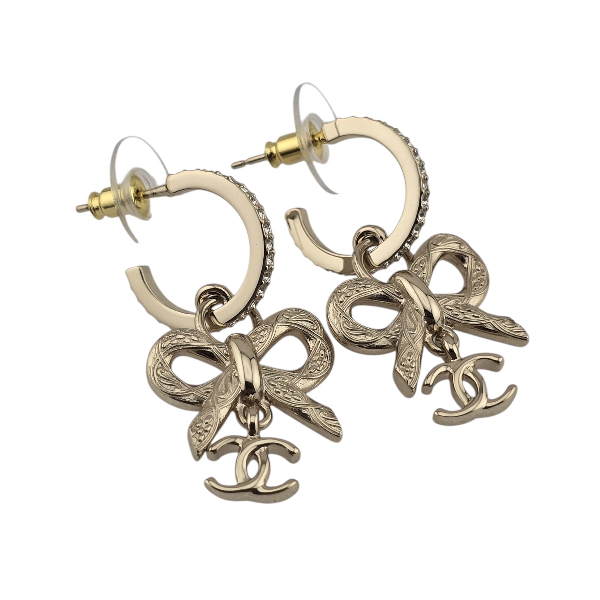 Chanel CC Gold Drop Bow Earrings 2025