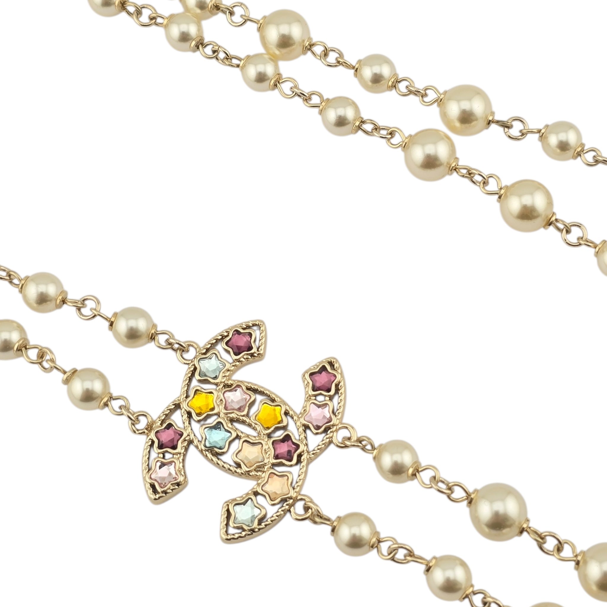 Chanel CC Multicoloured Faux Pearl Long Necklace 2025