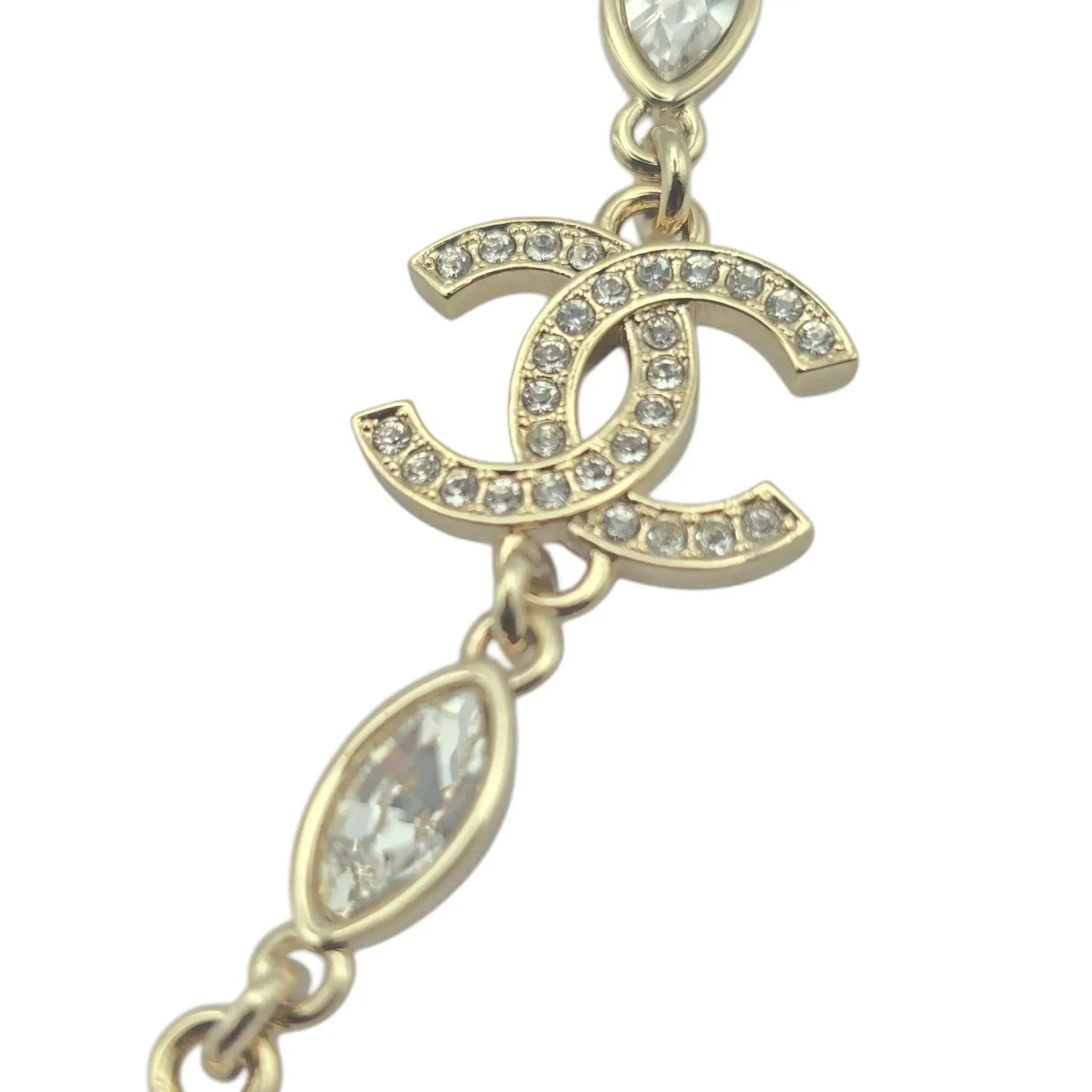 Chanel CC Gold Crystal/Pearl Necklace 2024 CHANEL