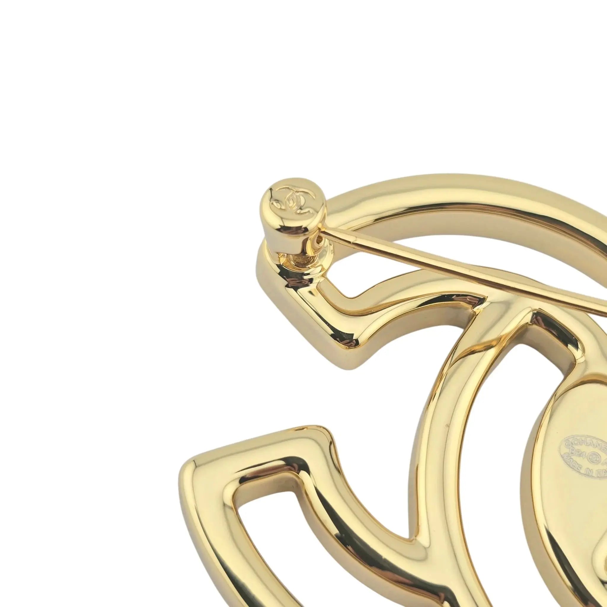 Chanel Black Enamel Gold/Transparent CC Brooch 2024 CHANEL