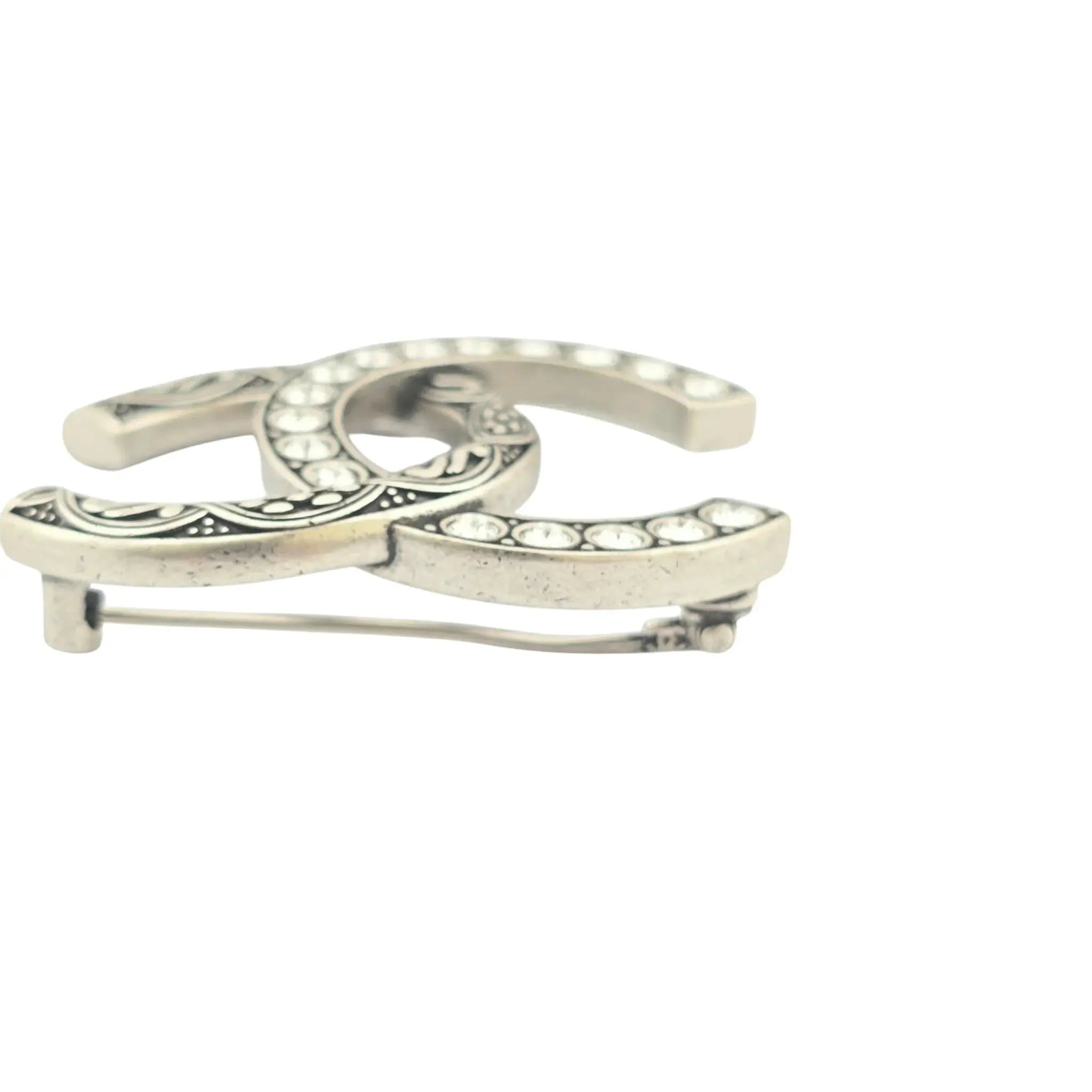 Chanel CC Silver Crystal Brooch 2024 CHANEL