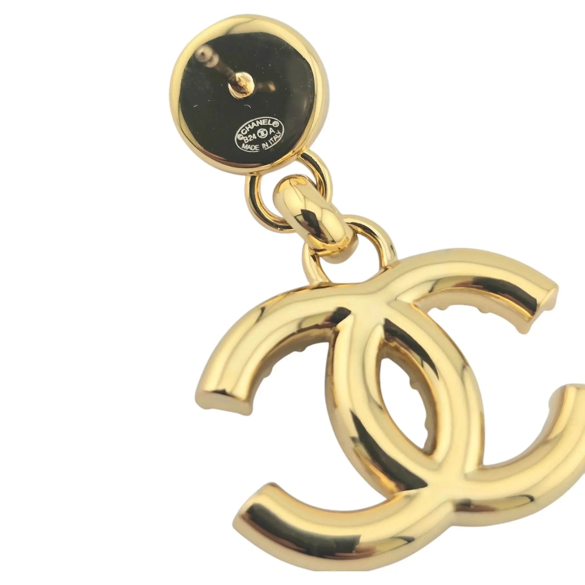 Chanel CC Gold Faux Pearl Crystal Drop Earrings 2024 CHANEL