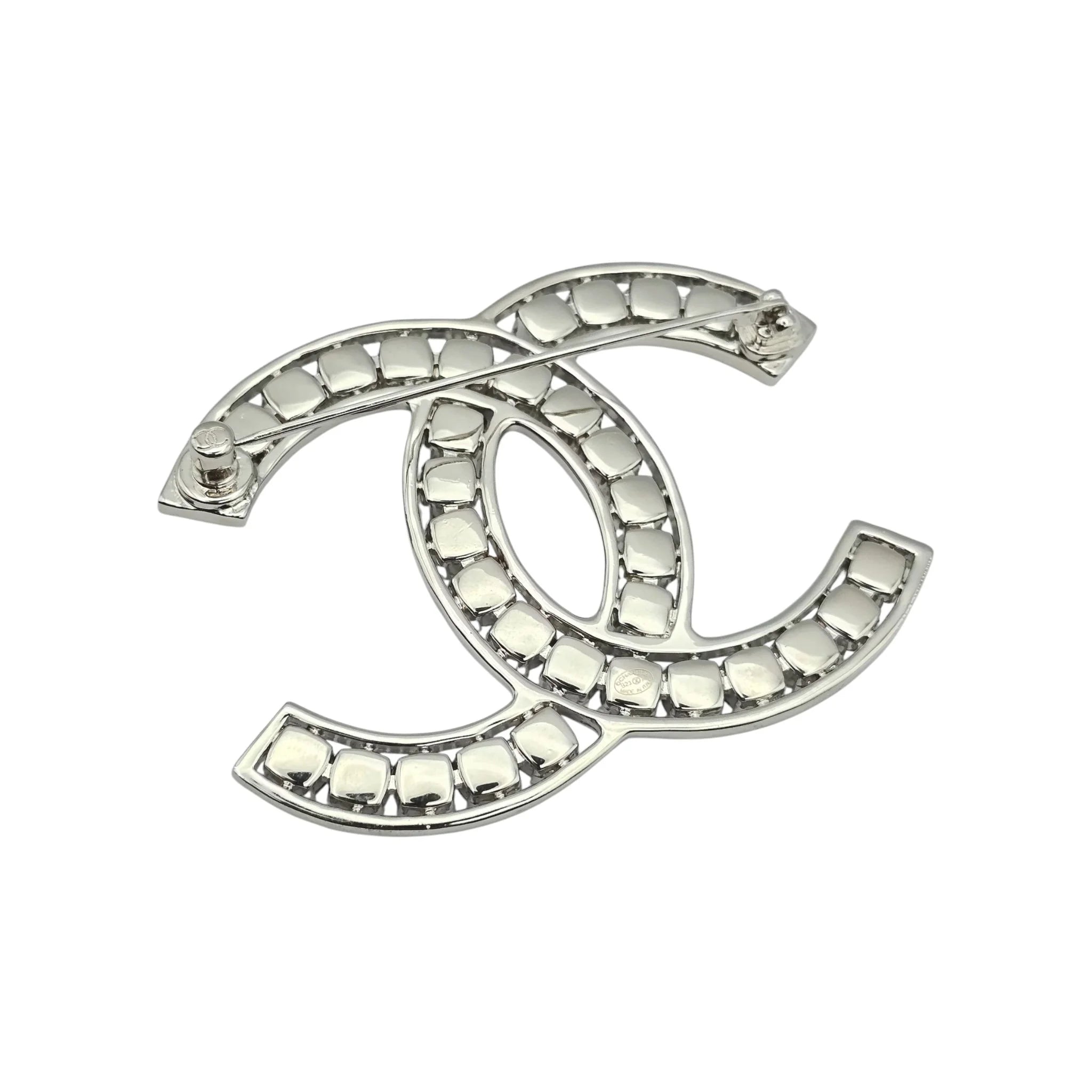 Chanel CC XL Crystal Silver Brooch 2023 CHANEL