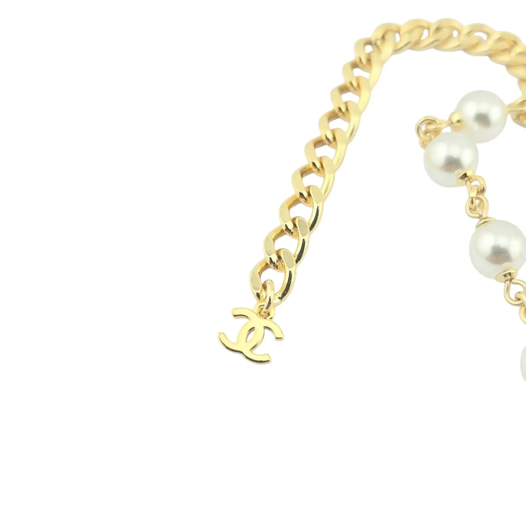 Chanel CC Faux Pearl Crystal Black / Gold Necklace 2024 CHANEL