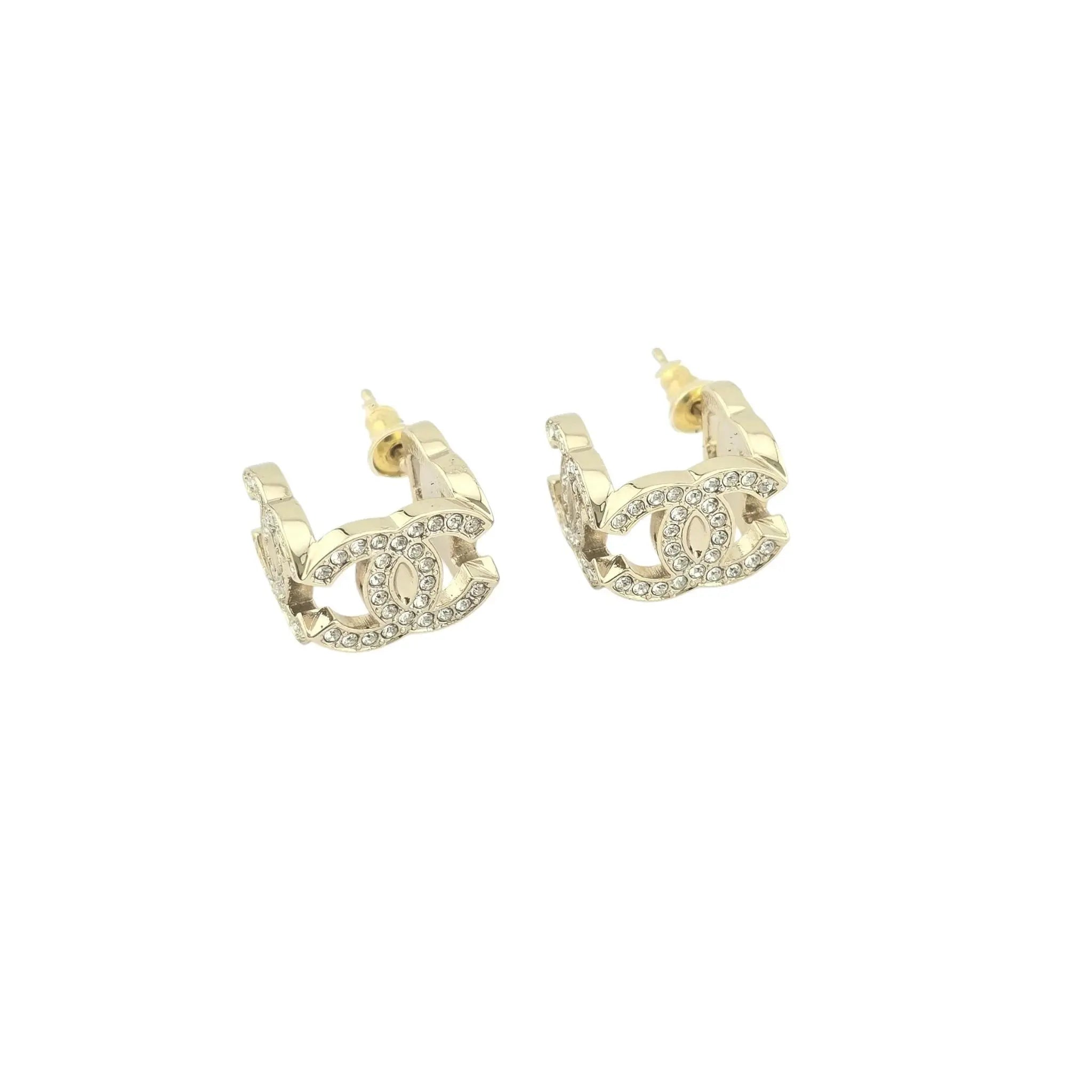 Chanel CC Crystal Gold Earrings 2024 CHANEL
