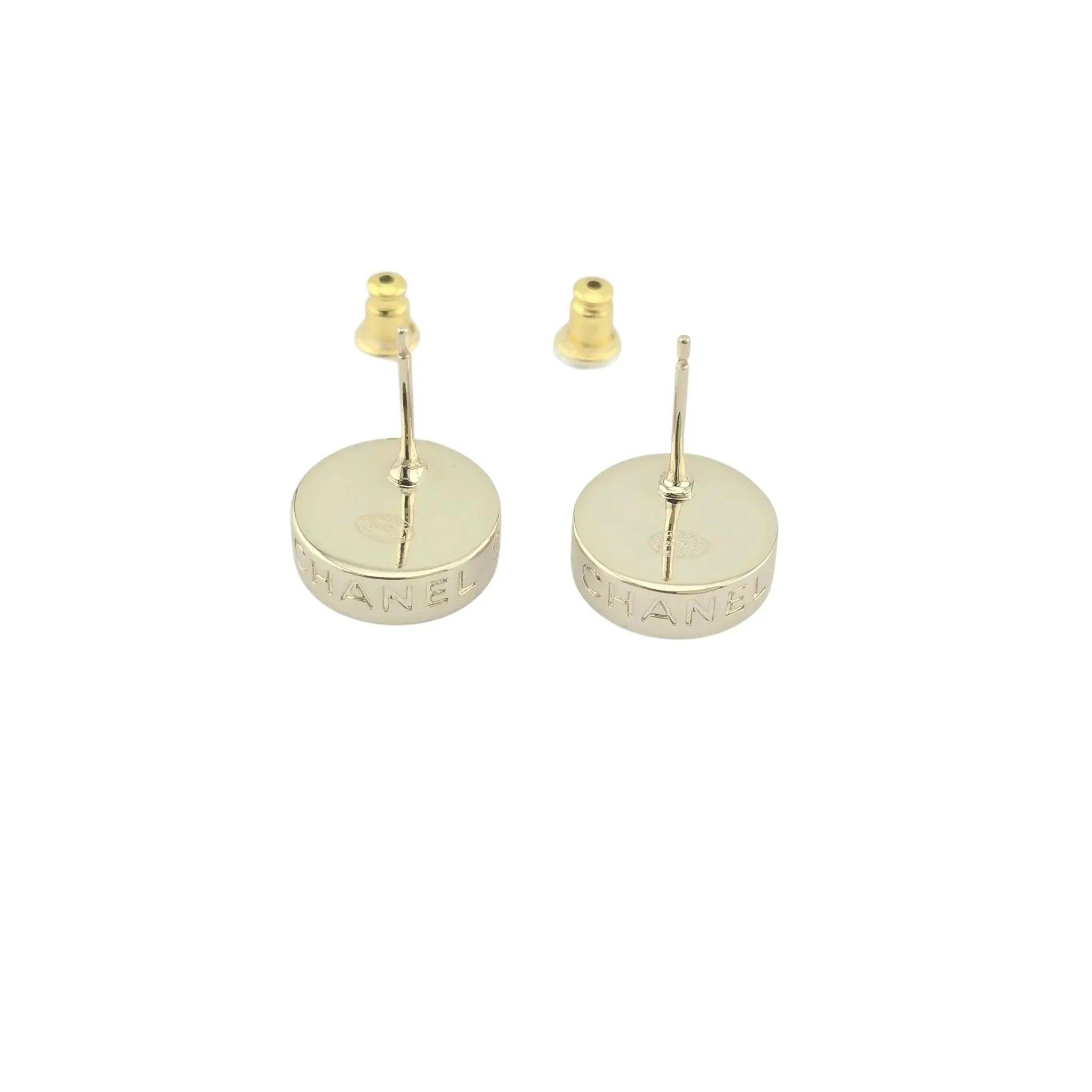 Chanel CC Stud Gold Round Earrings 2025 CHANEL