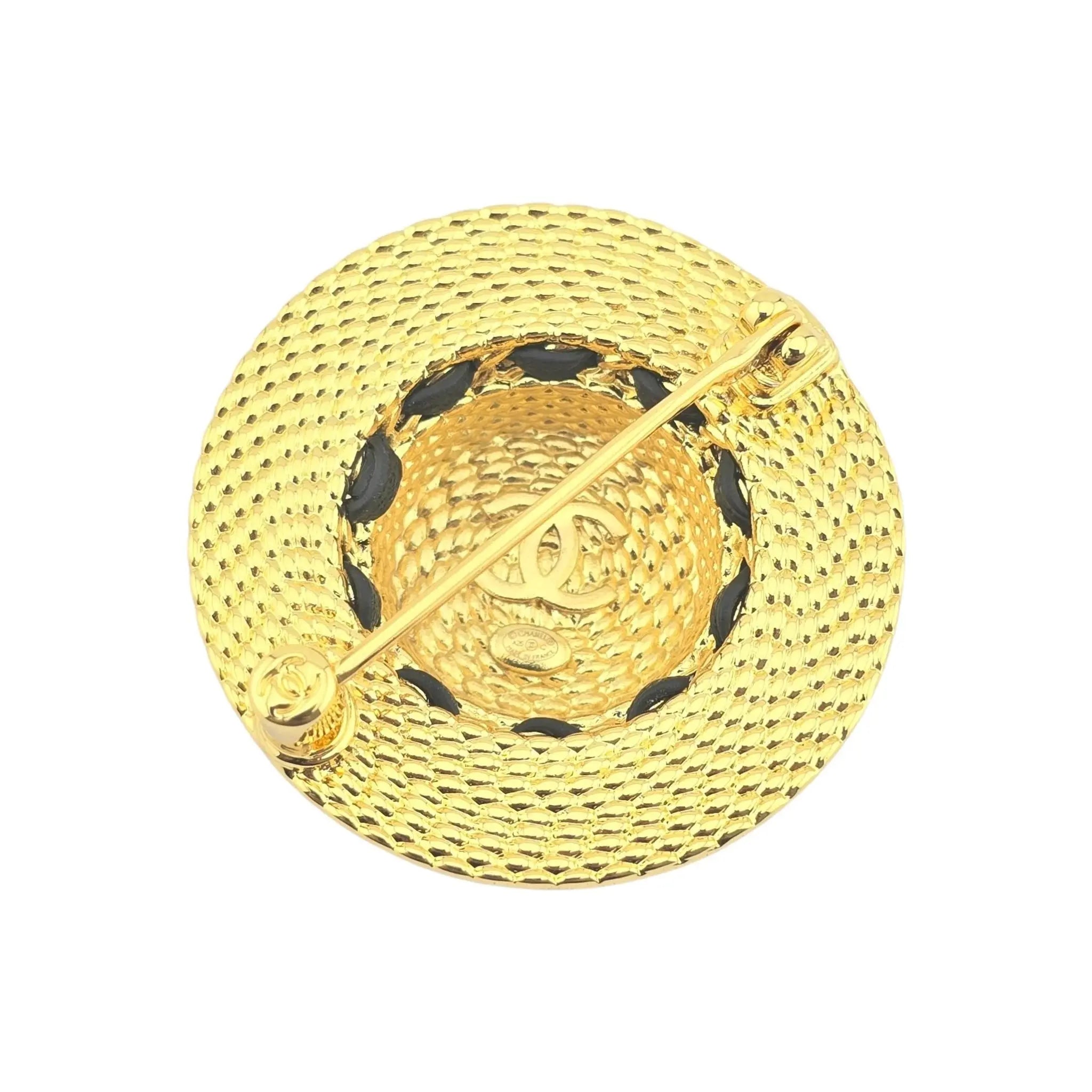 Chanel Straw Hat Gold Logo Brooch 2025 CHANEL