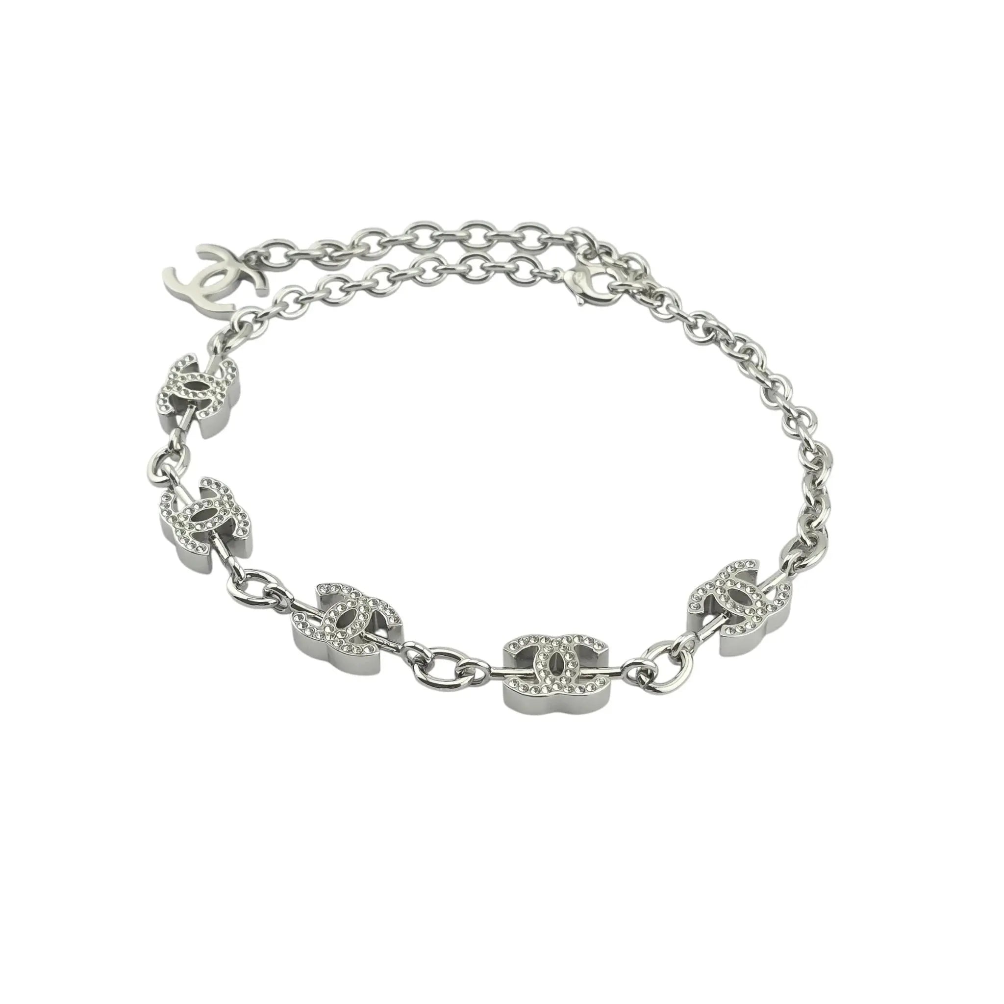 Chanel CC Silver Crystal Choker Necklace 2025 CHANEL